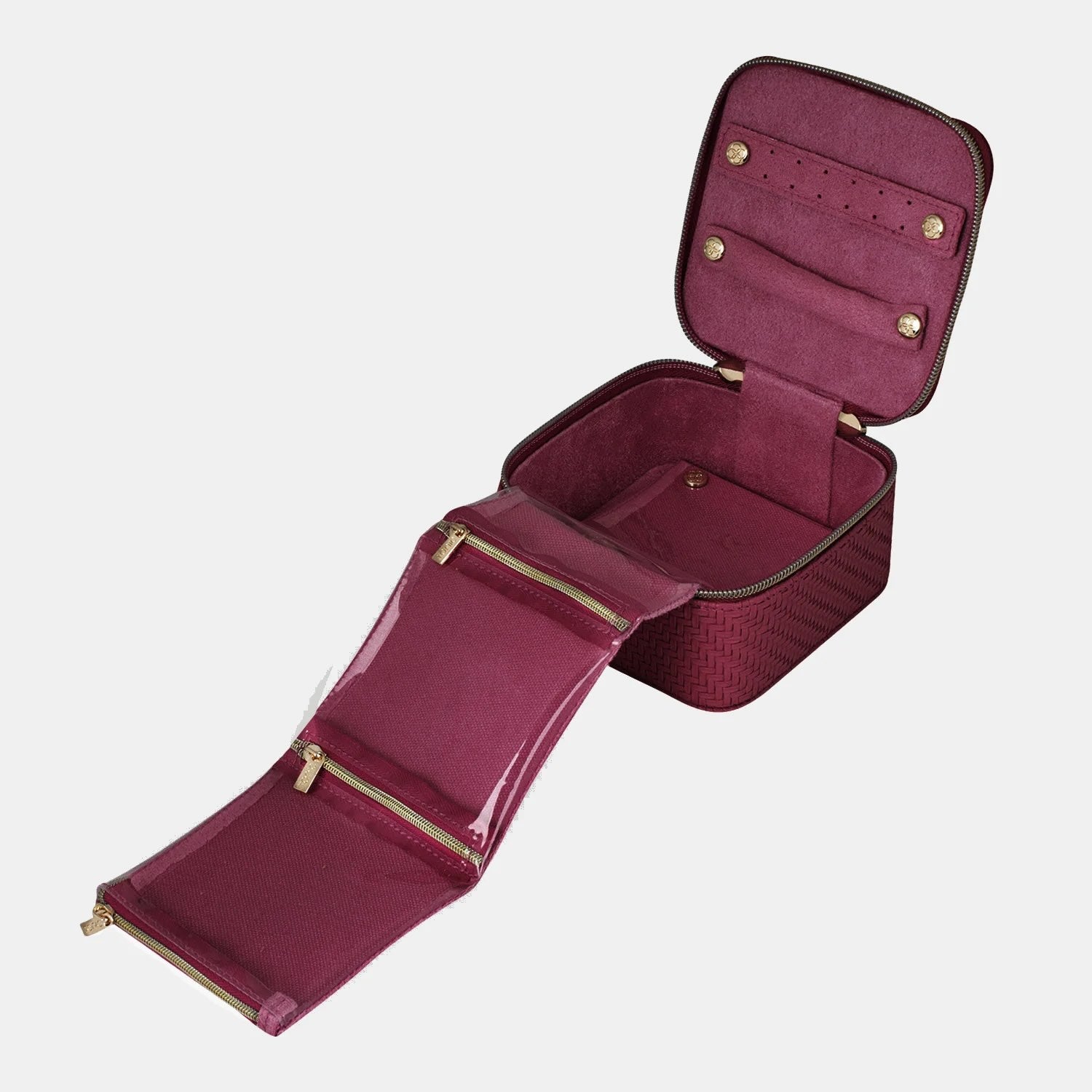 Herringbone Jewellery Cube - Plum