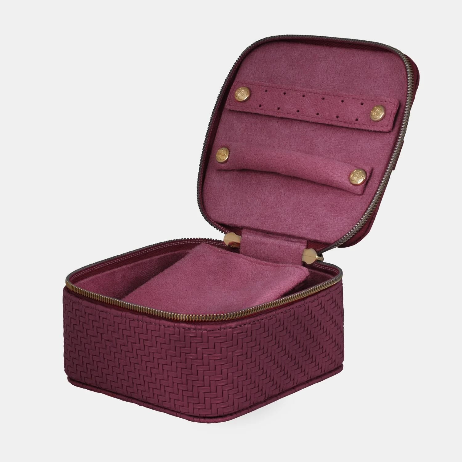 Herringbone Jewellery Cube - Plum