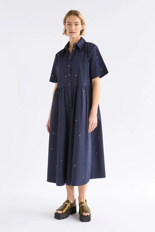 Stuud Long Shirt Dress-Dark Navy