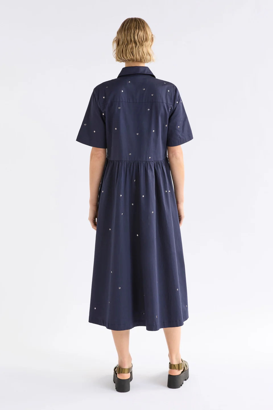 Stuud Long Shirt Dress-Dark Navy