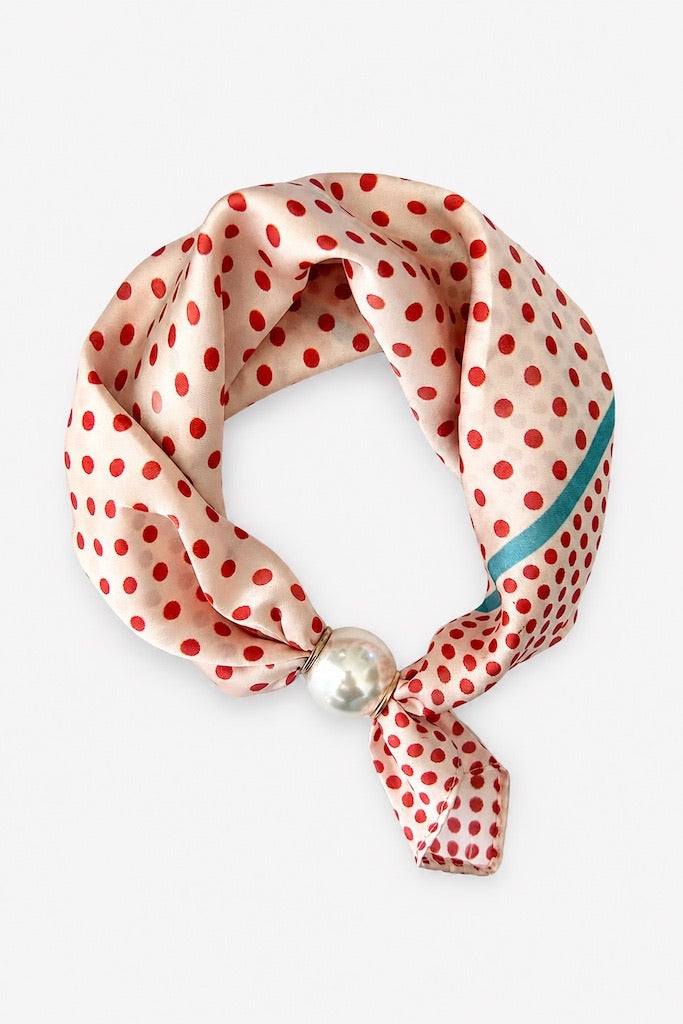 Pearl Fasten Neck Tie - Cherry Dot