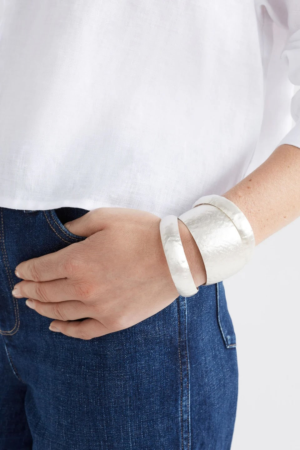 Gild Thin Cuff Bangle - Silver