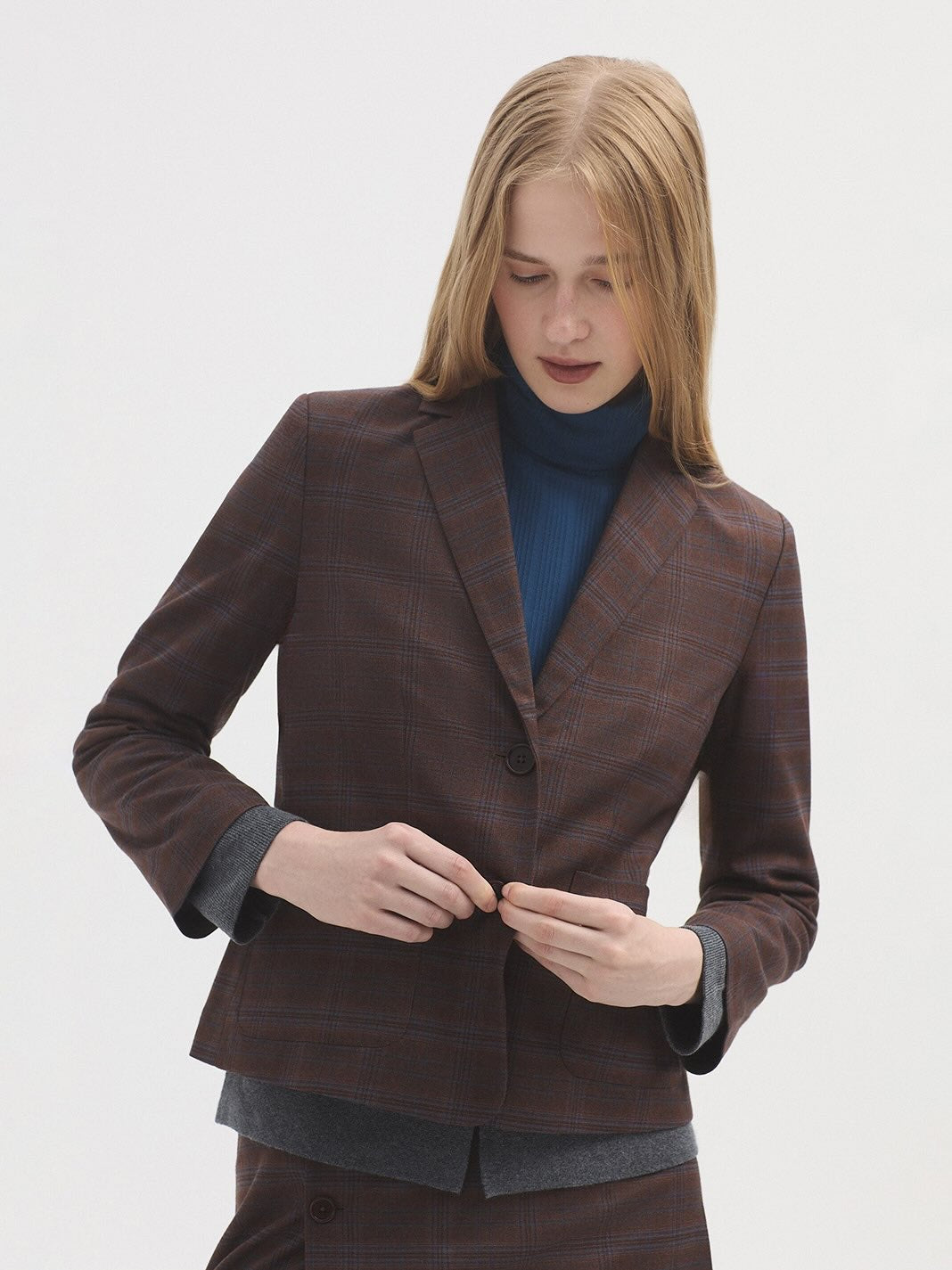 Checked Short Blazer