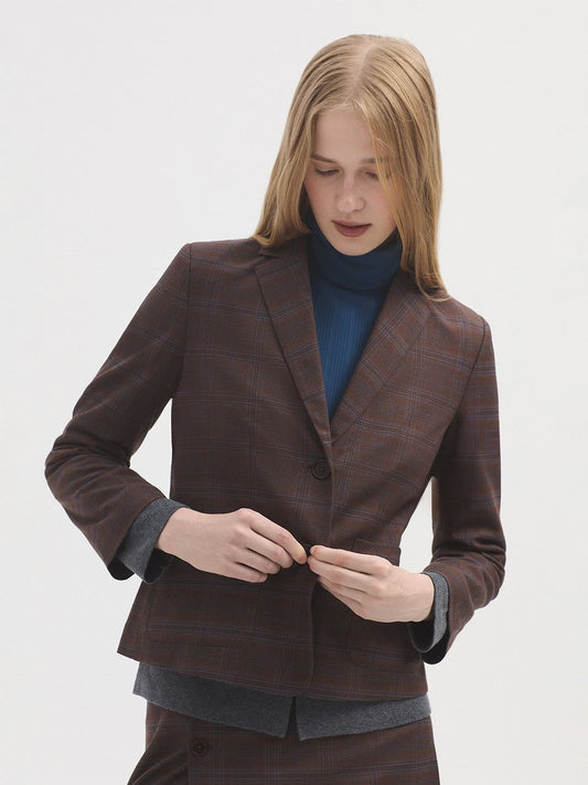 Checked Short Blazer