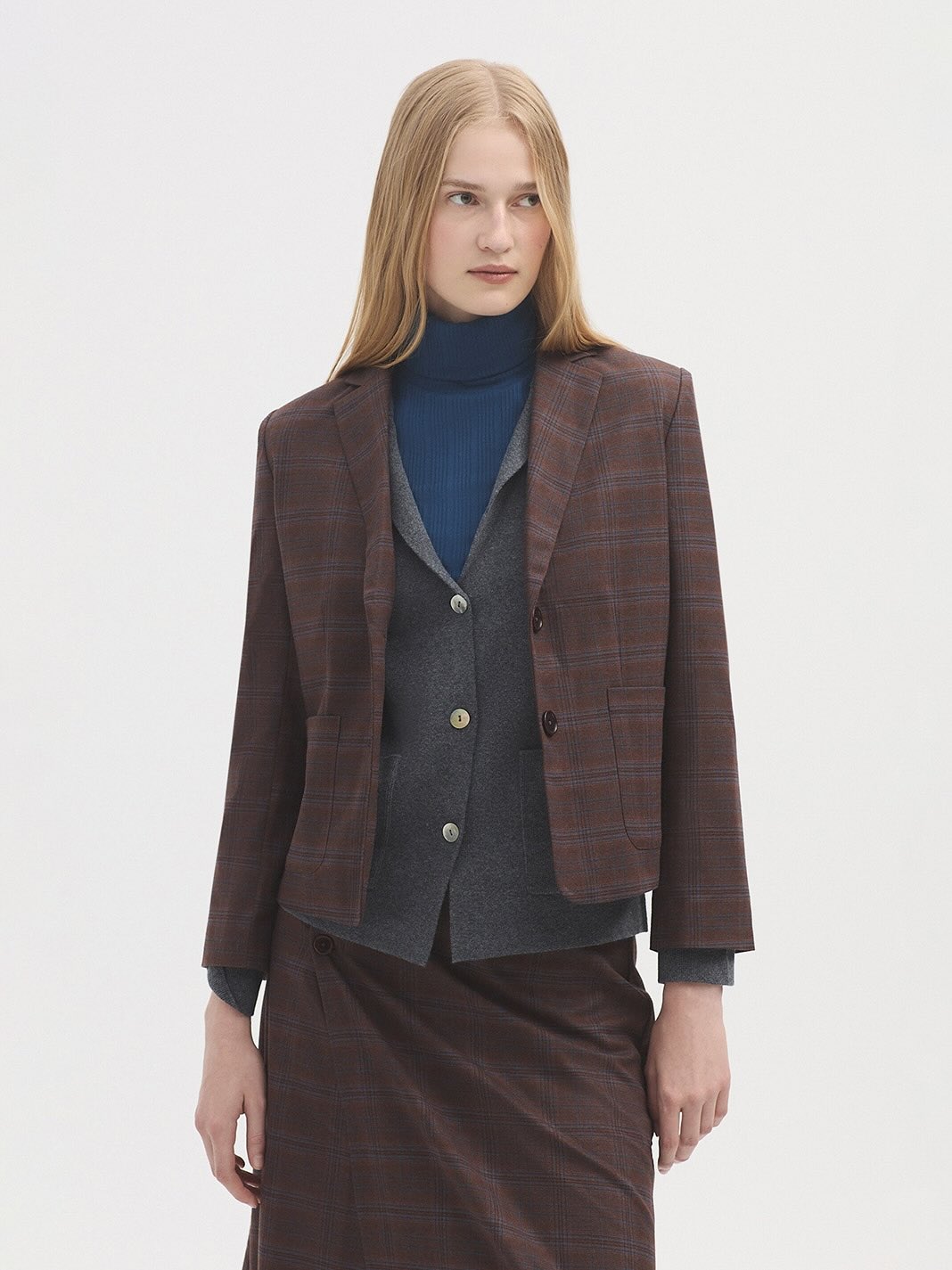 Checked Short Blazer