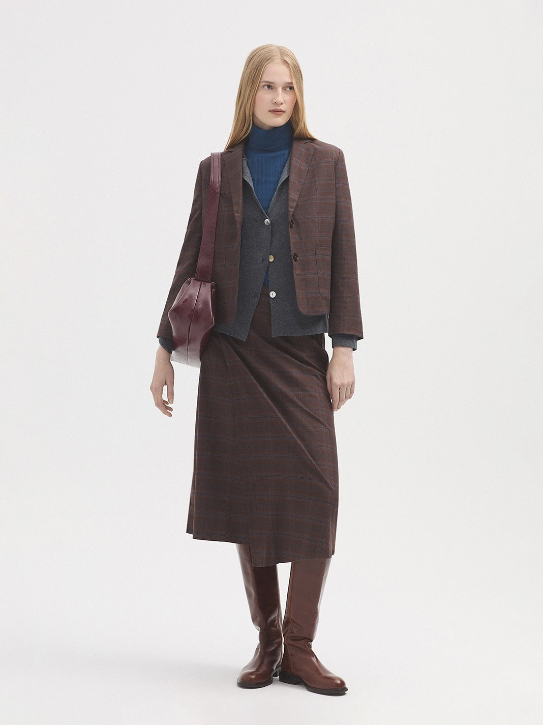 Checked Short Blazer