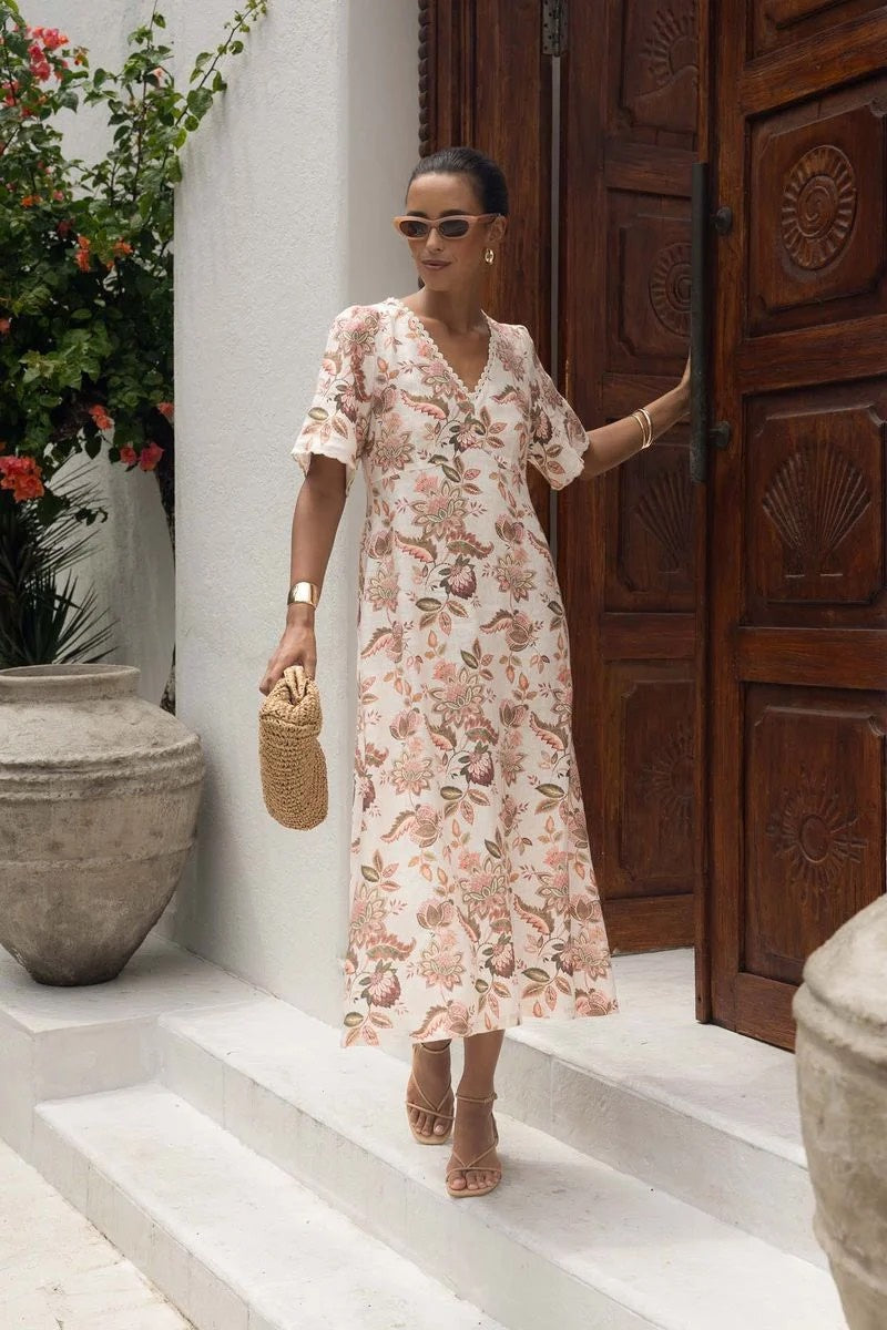 Boh/Rose Midi Dress - Bohem Print