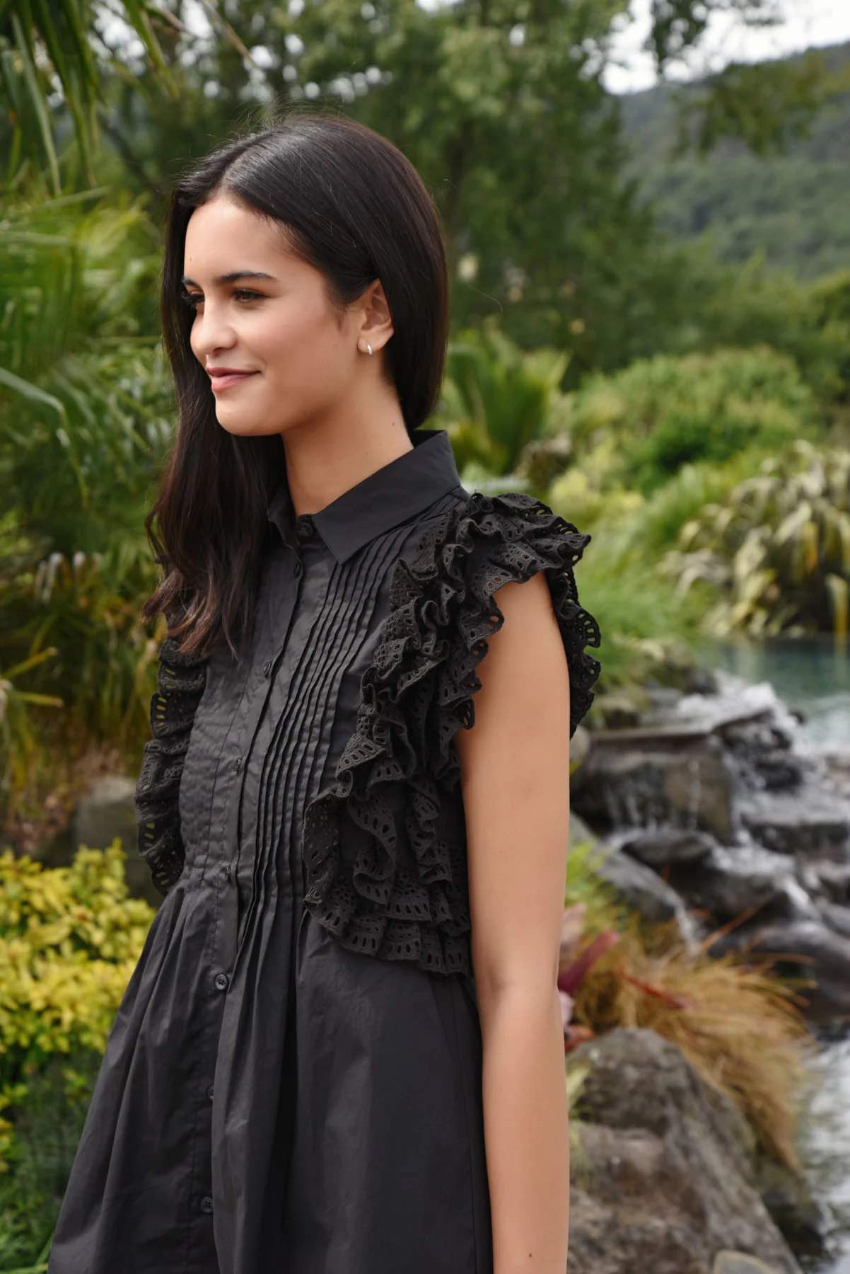 Ruffle Around The Edges Dress - Black