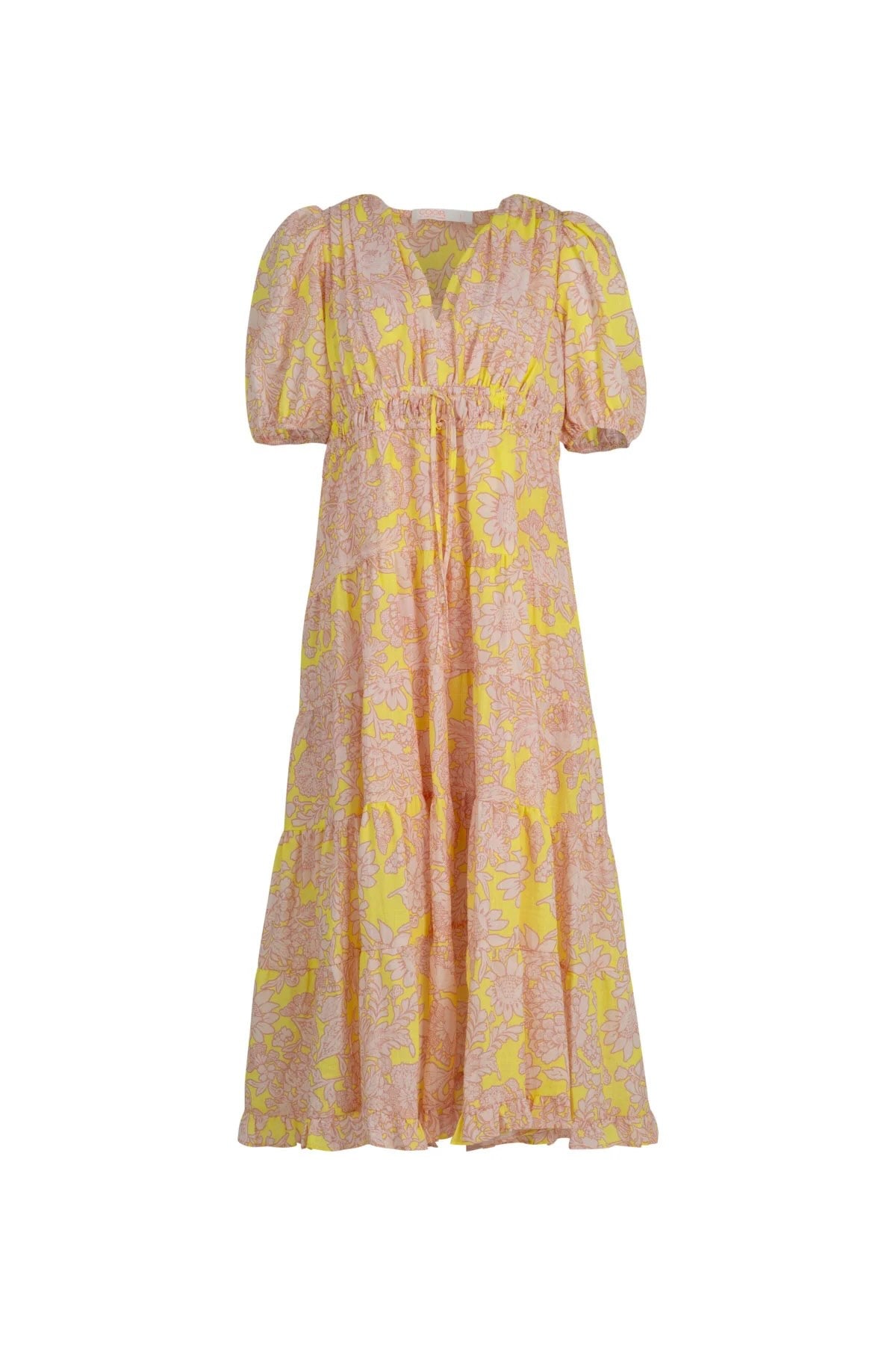 Ruche Around Dress - Blush & Yellow