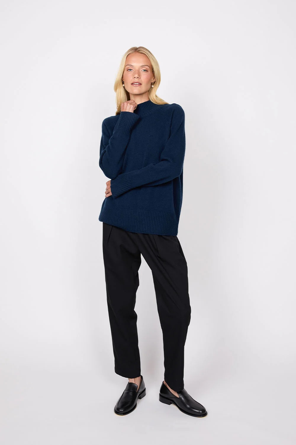 Cashmere Funnel Neck - Midnight