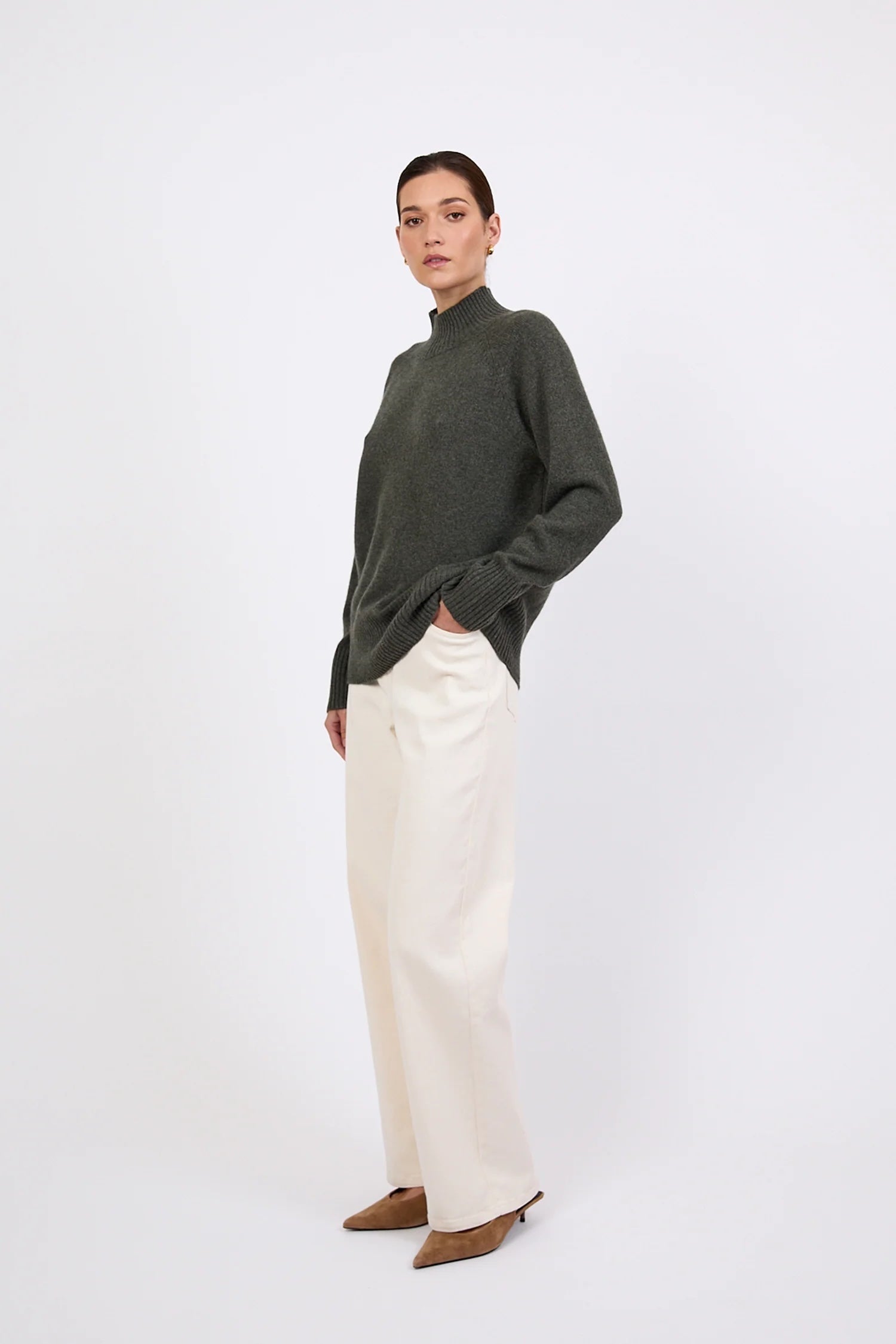 Cashmere Funnel Neck - Pine