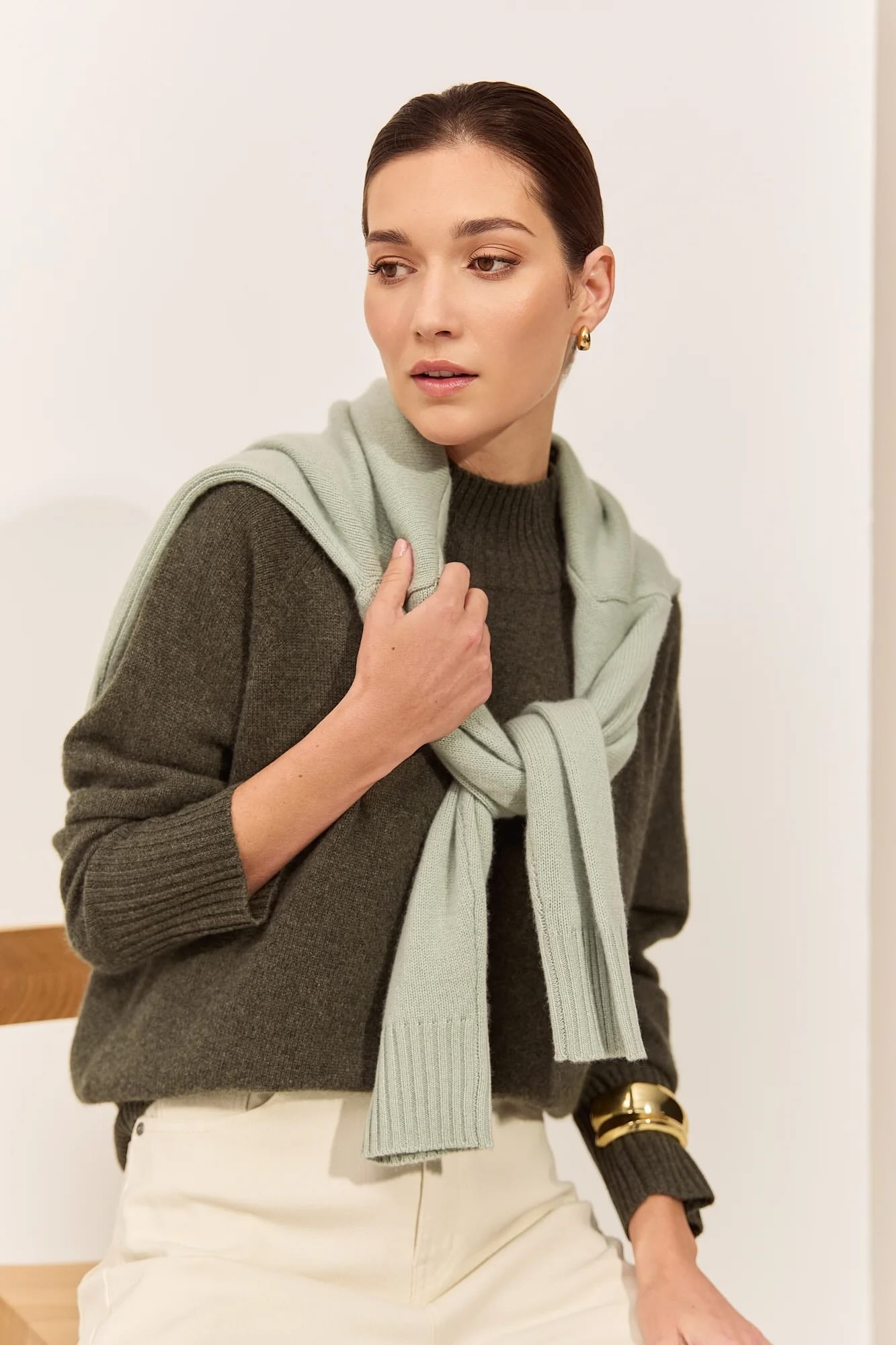 Cashmere Funnel Neck - Pine