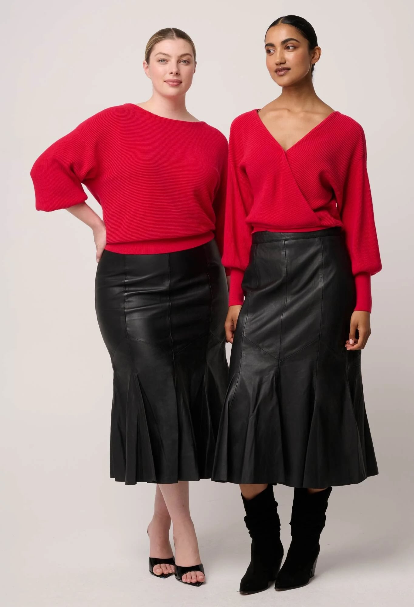 Clarissa Merino Wool Blend Reversible Knit Top in Rouge