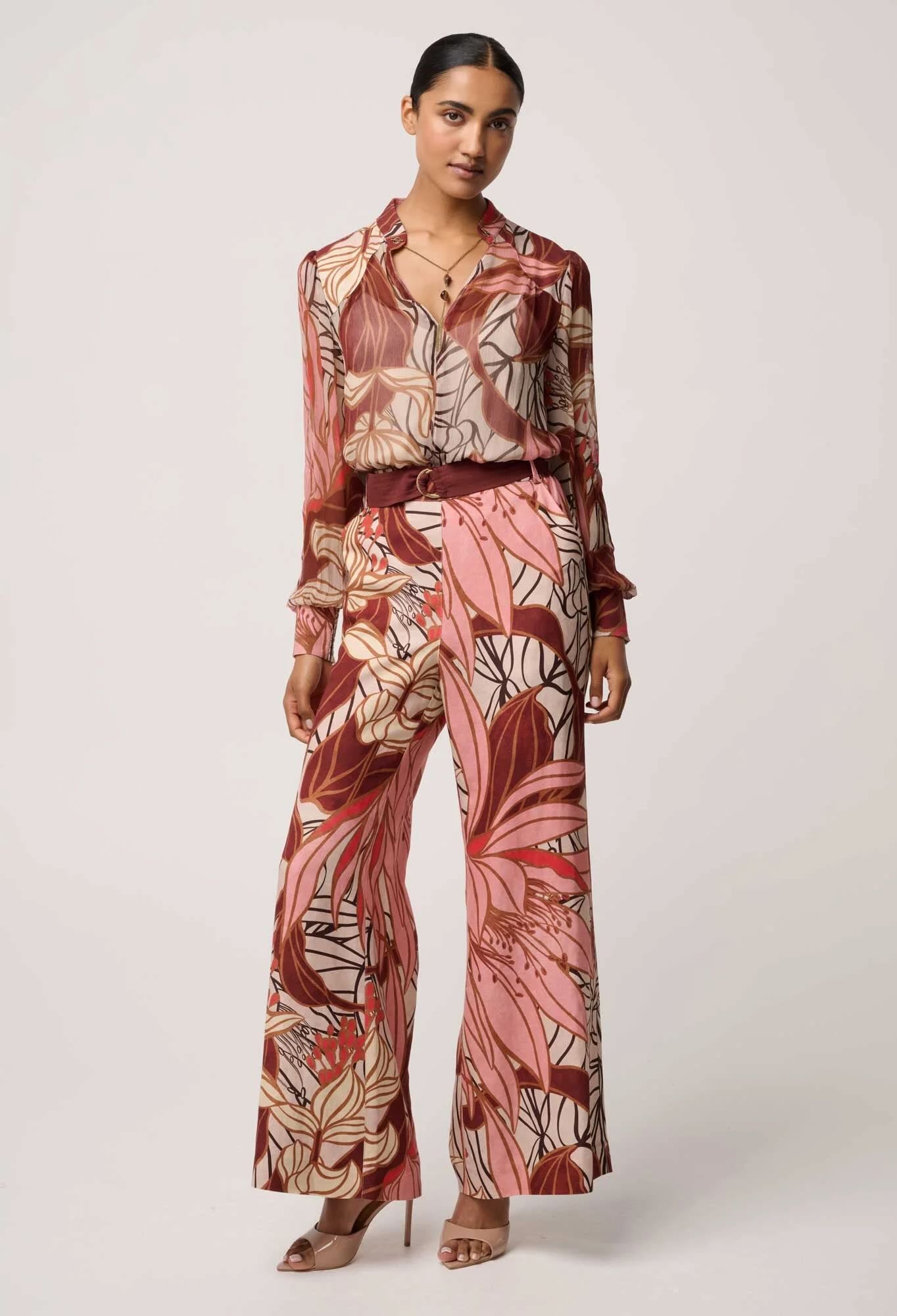 Freya Sheer Blouse with Embellished Neck Detail