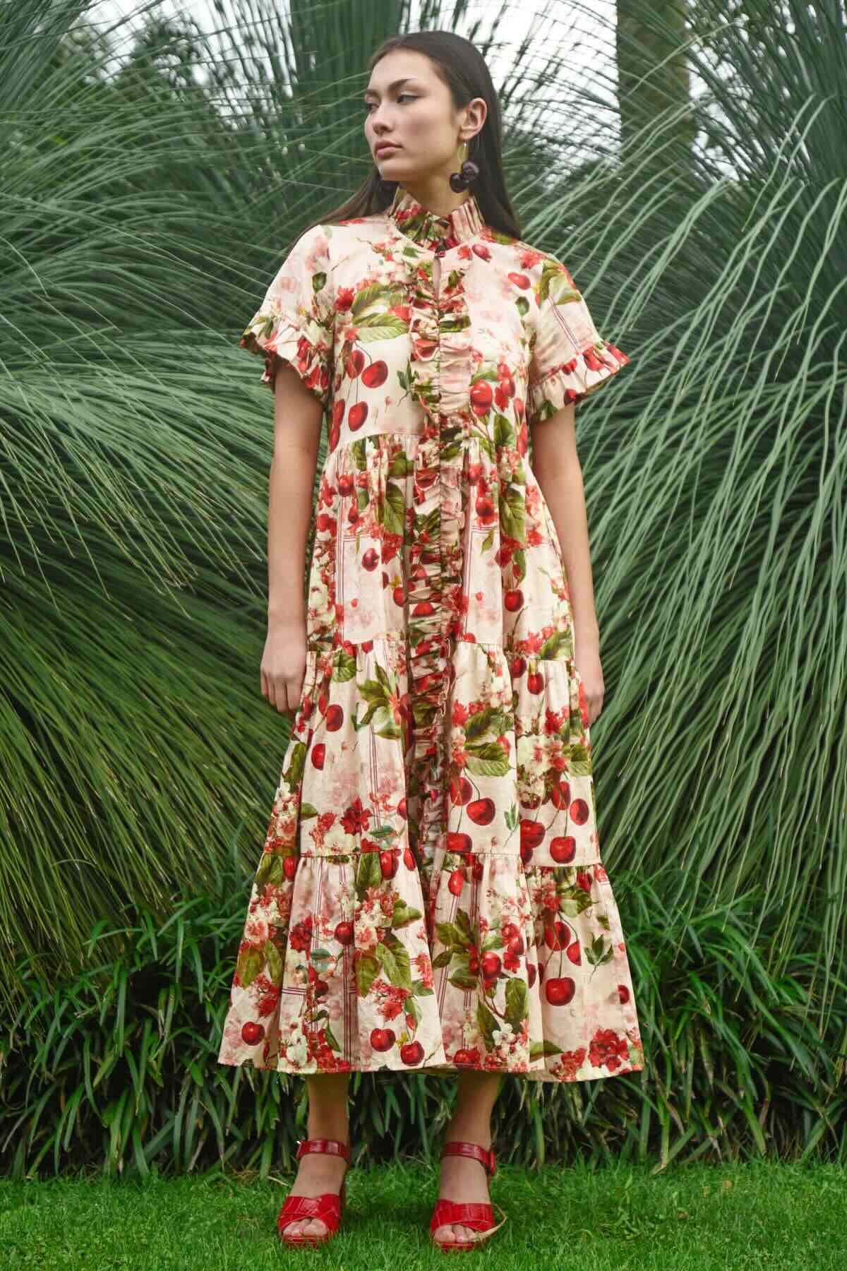 Frillaxed Dress - Cherry