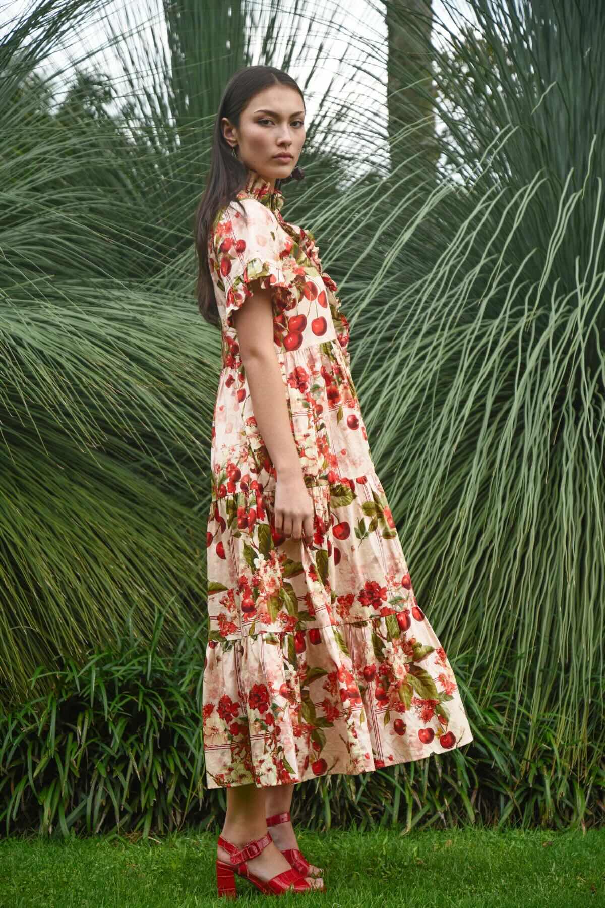 Frillaxed Dress - Cherry