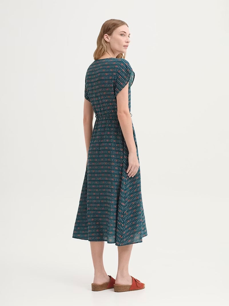 Hellenic Waves Print Midi Dress