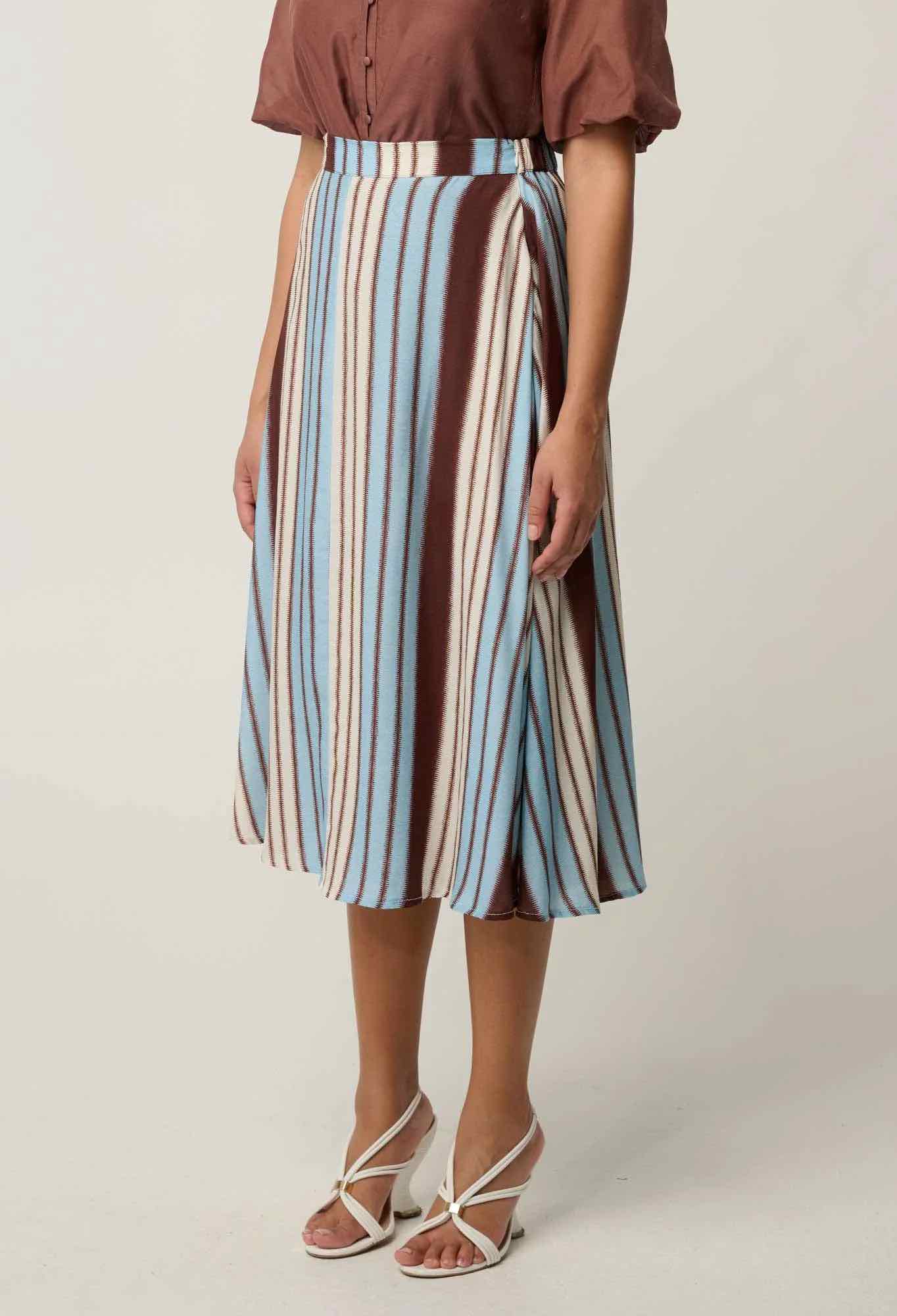 Iris Viscose Blend Skirt in Indescent Stripe