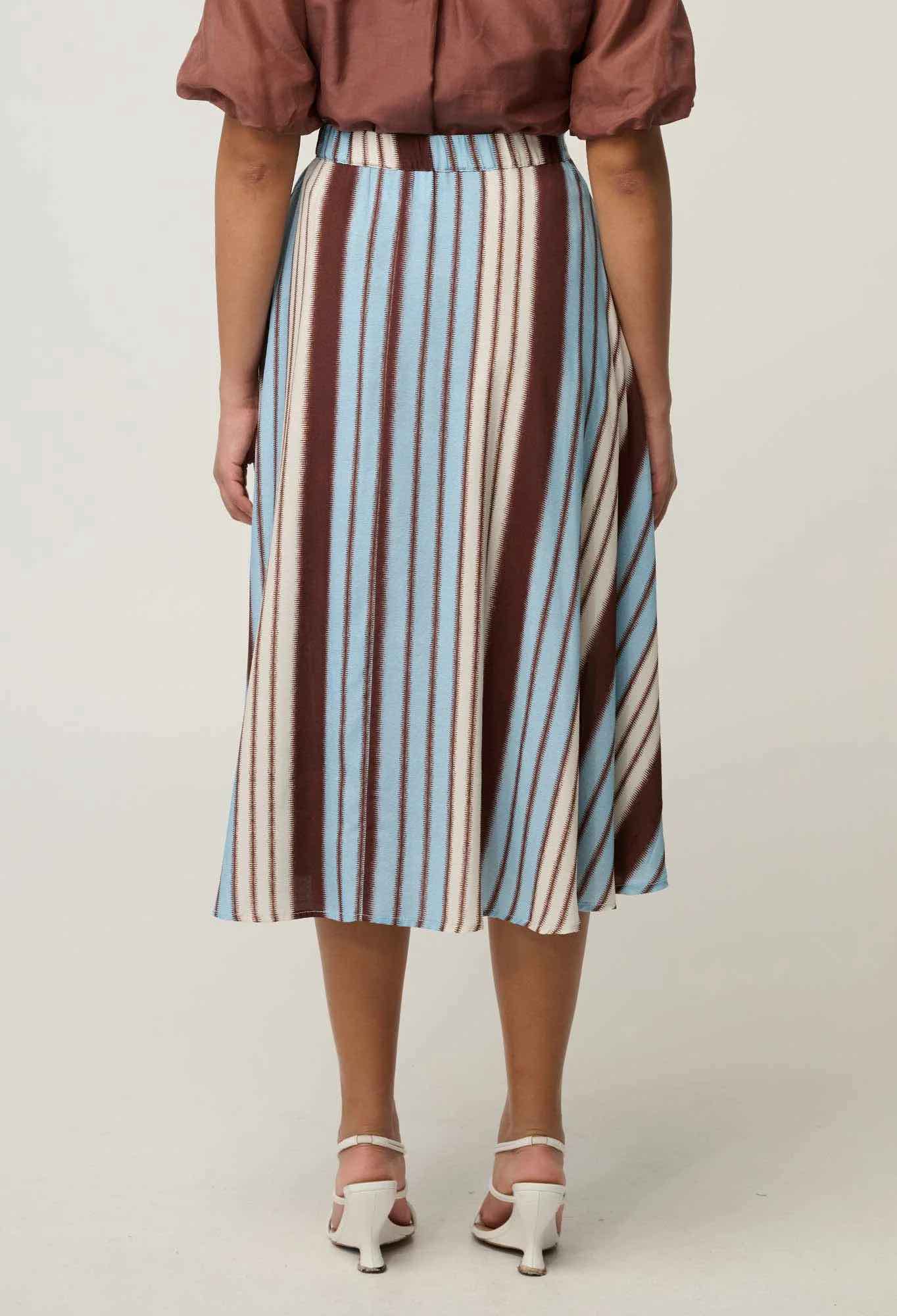 Iris Viscose Blend Skirt in Indescent Stripe