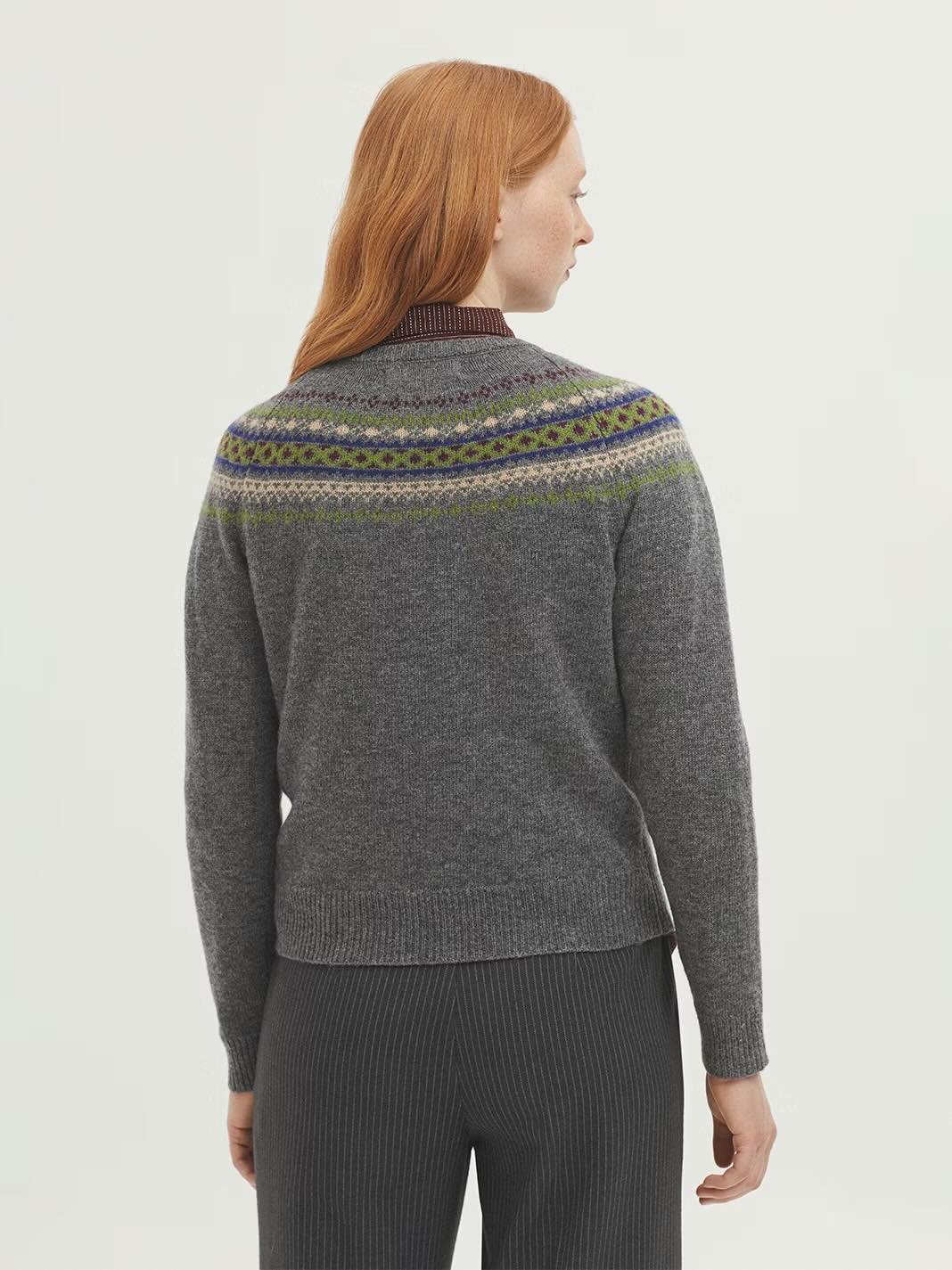 Wool Jumper with Jacquard Fretwork
