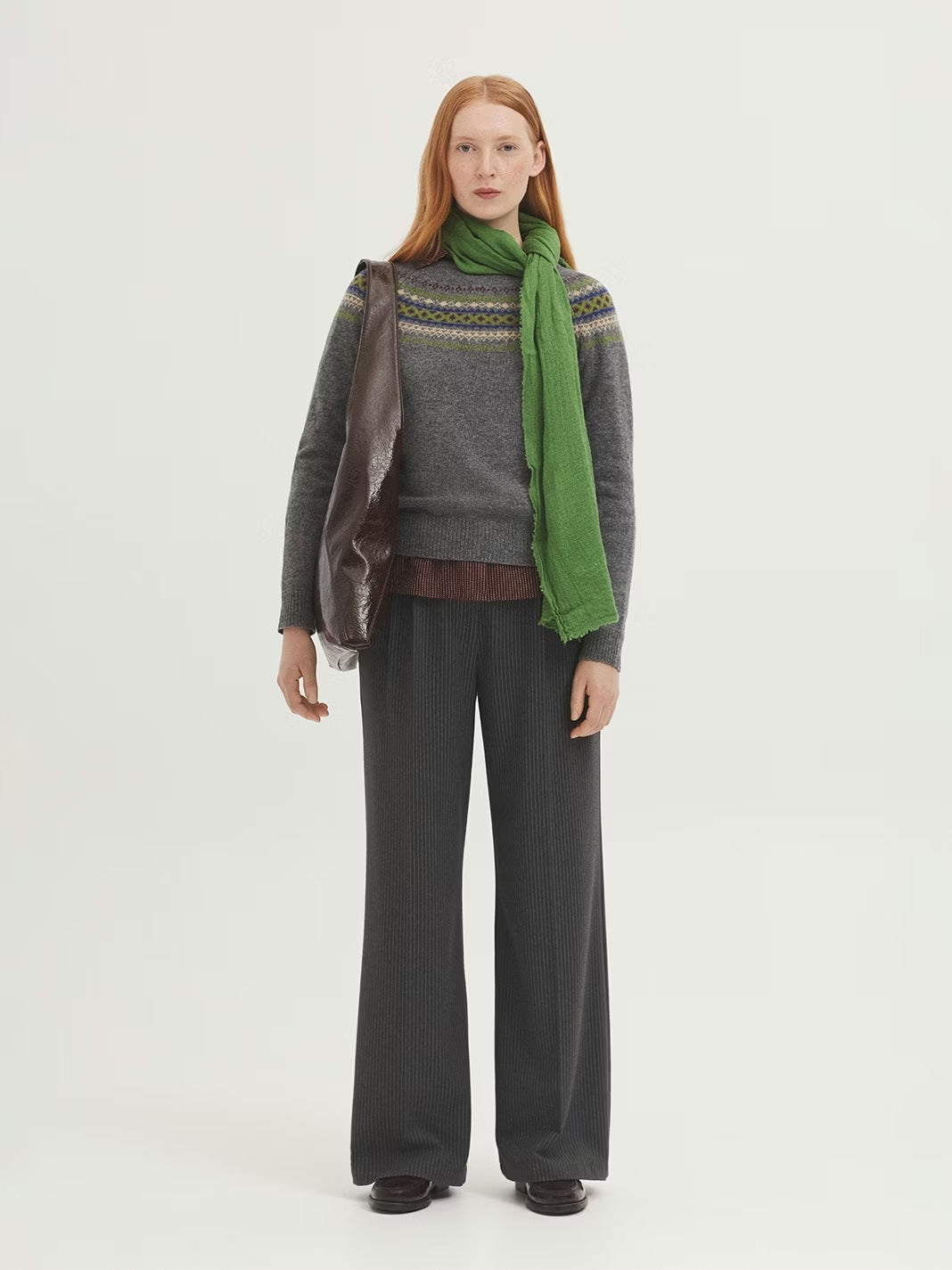 Wool Jumper with Jacquard Fretwork