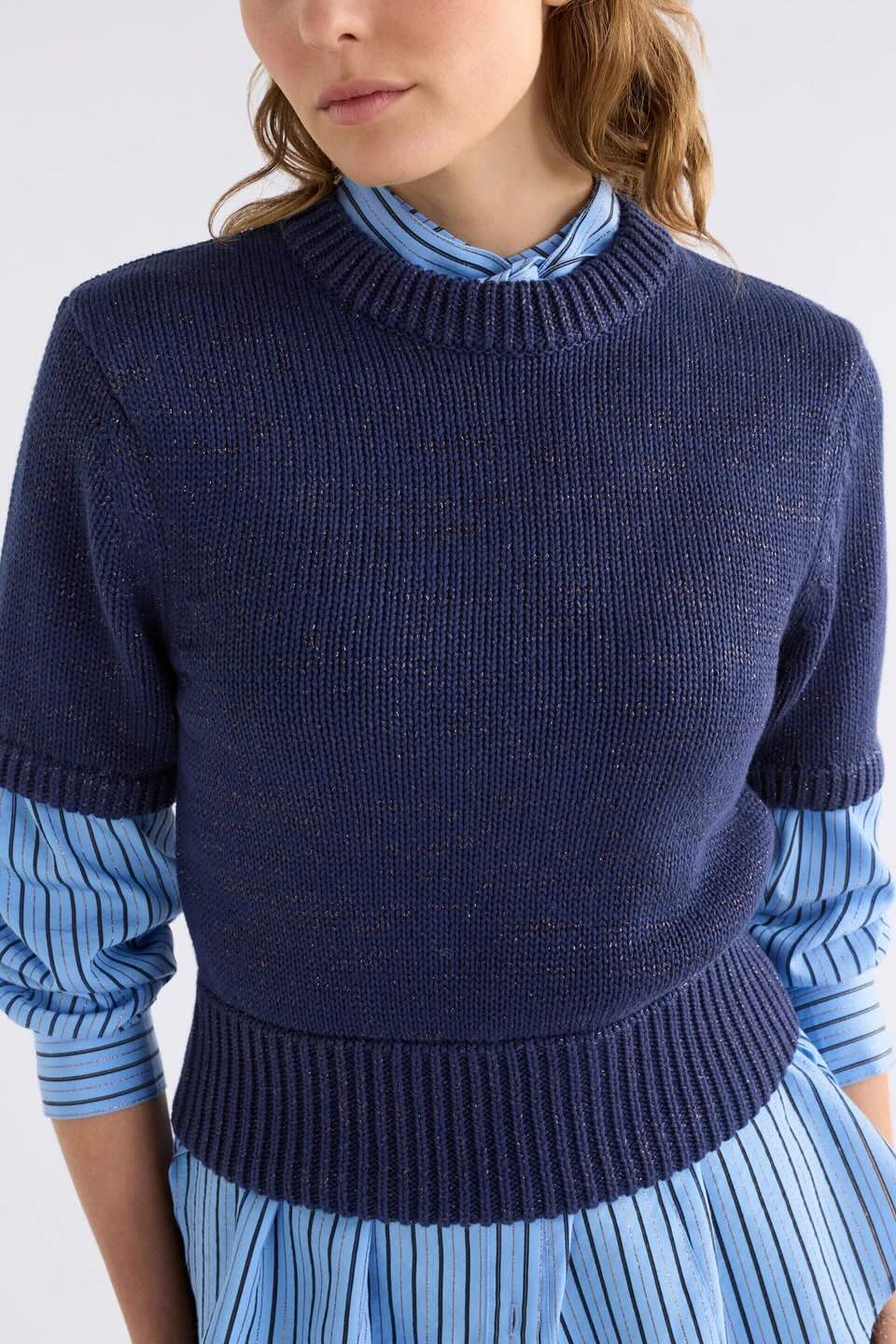 ELK Luft Lurex Knit Top-Navy/Copper