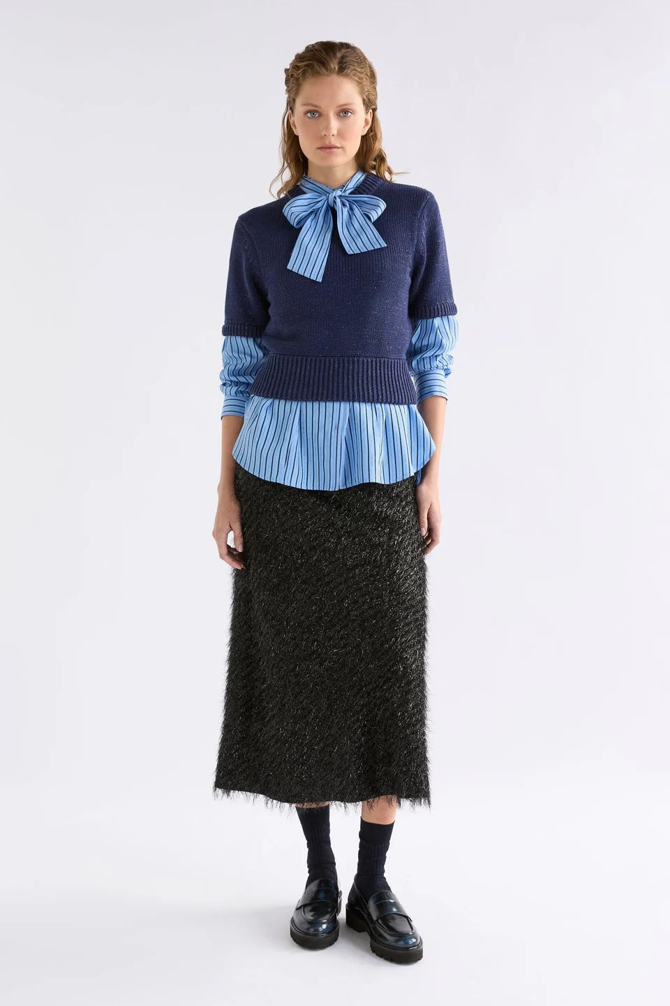 ELK Luft Lurex Knit Top-Navy/Copper