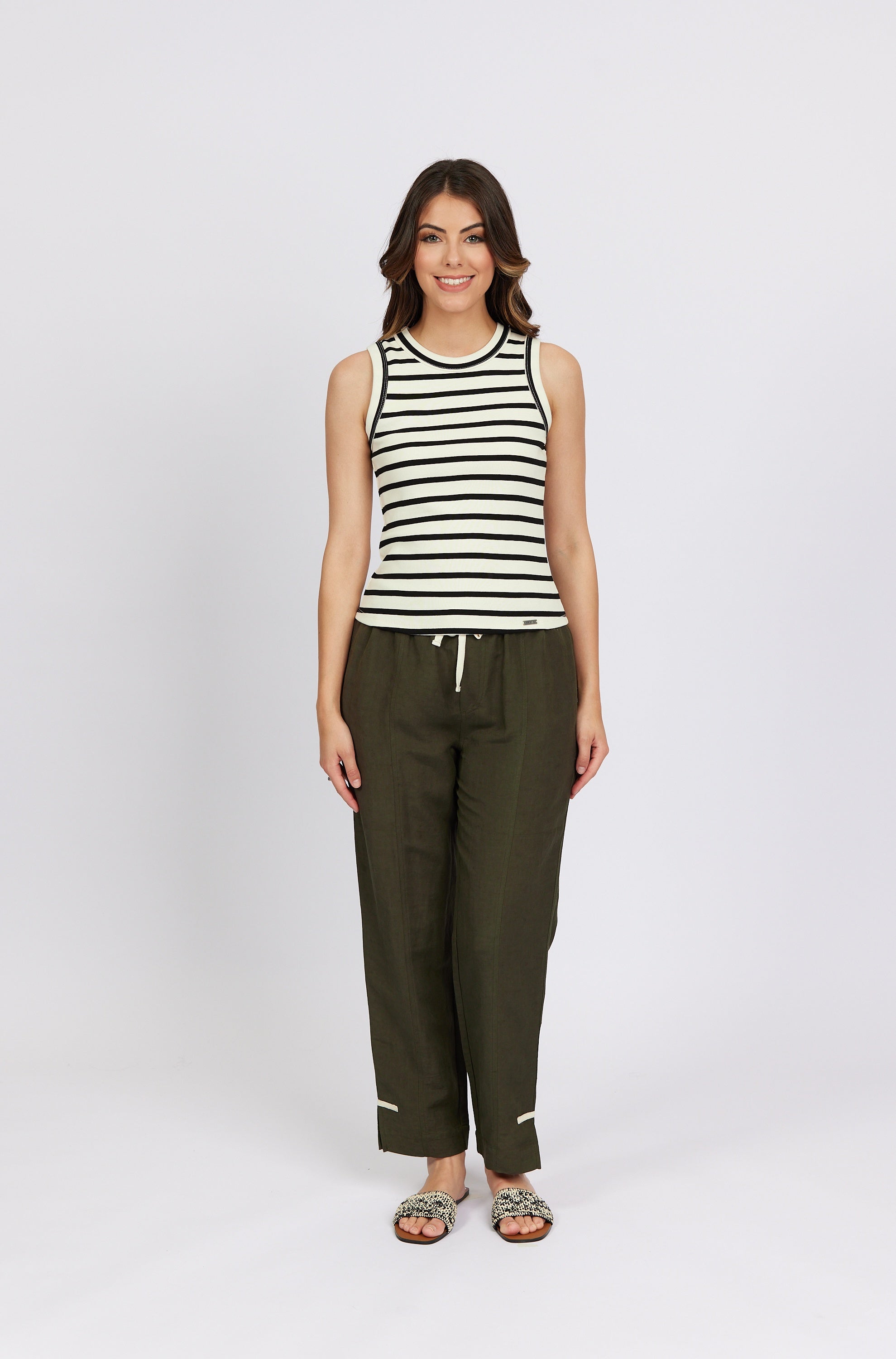 True Tank -Black/Ecru Stripe