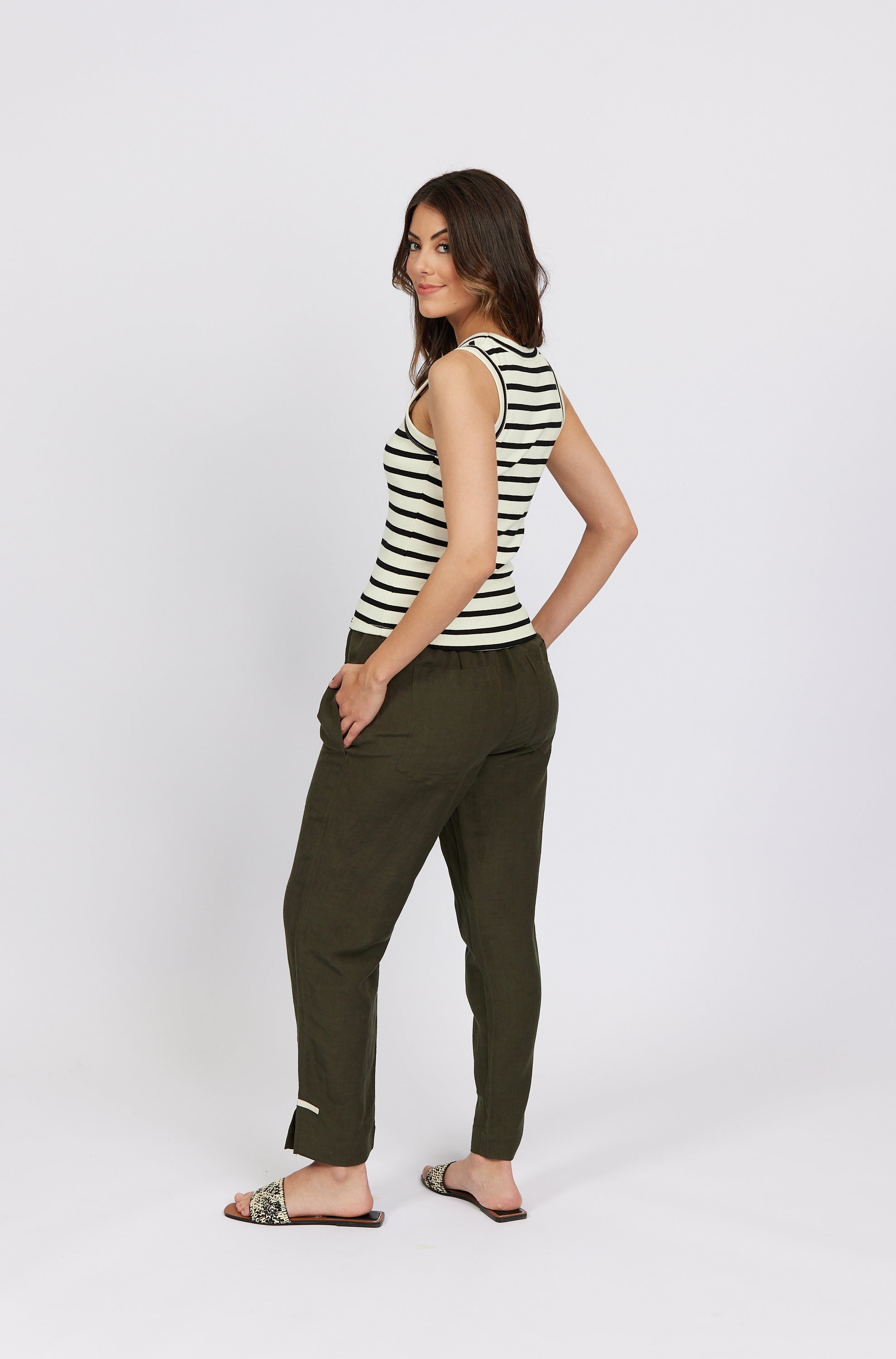 True Tank -Black/Ecru Stripe