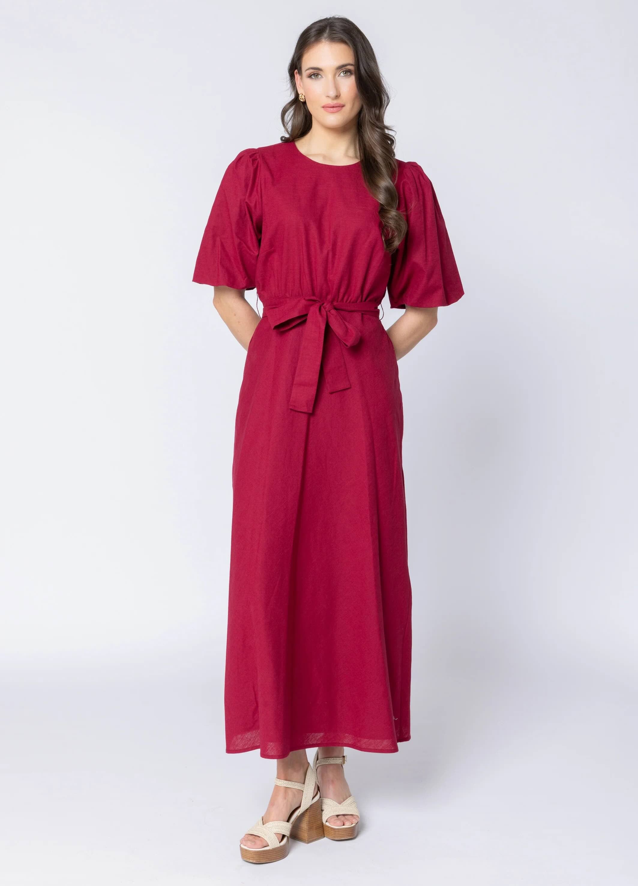 Sparkling Dress - Merlot Linen