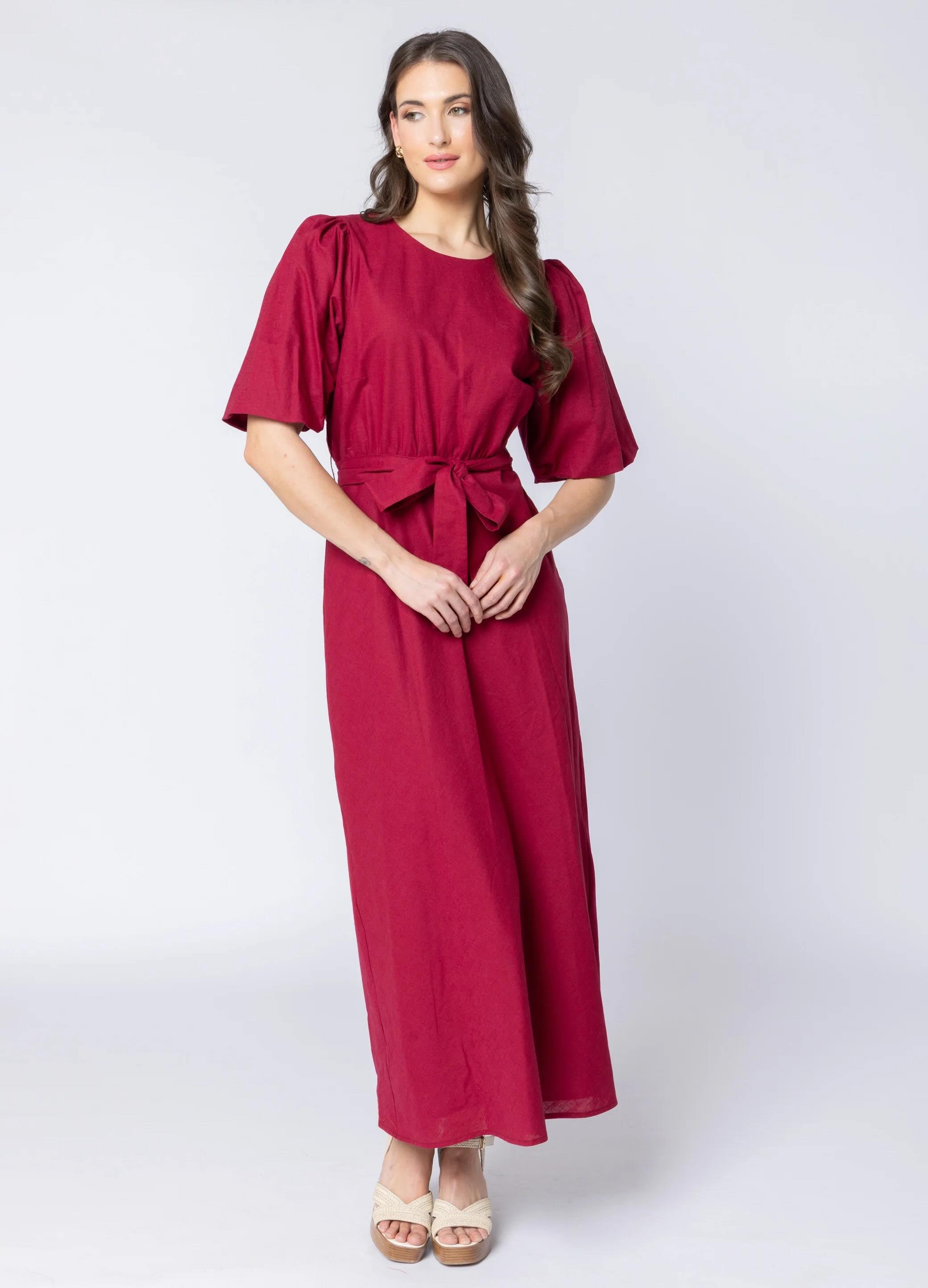 Sparkling Dress - Merlot Linen