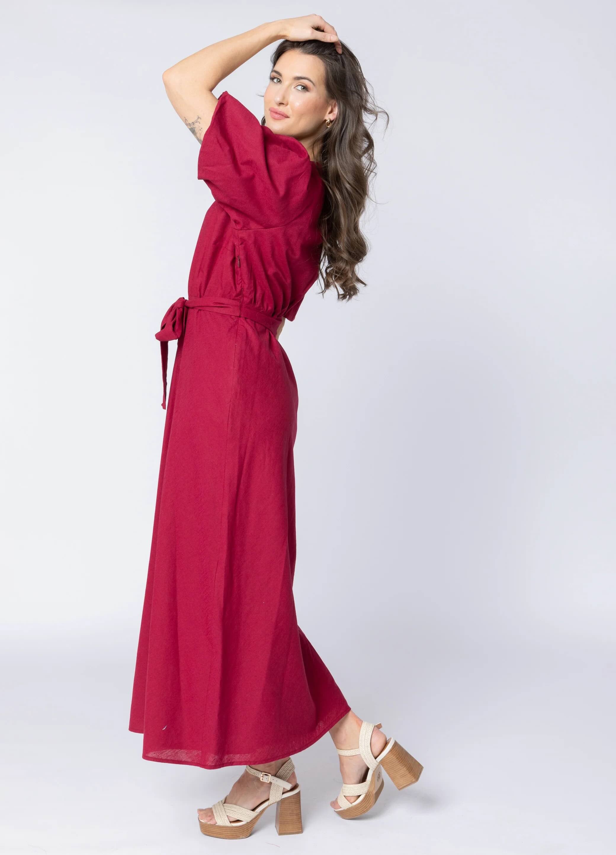 Sparkling Dress - Merlot Linen