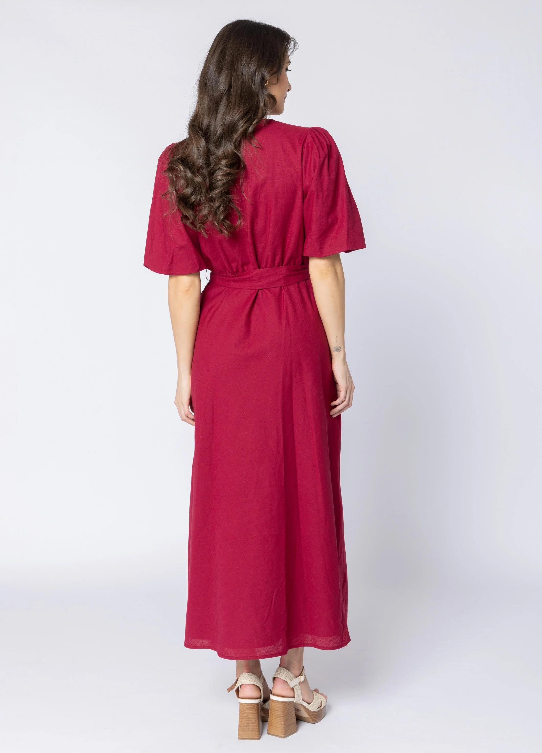 Sparkling Dress - Merlot Linen