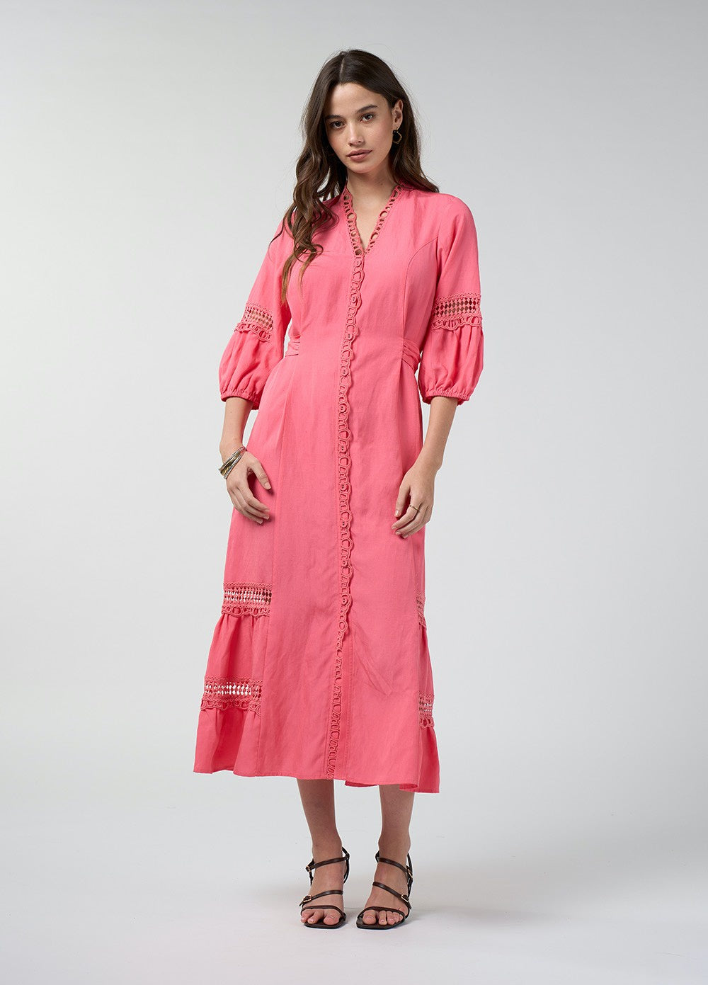 Shalini Midi Dress - Coral