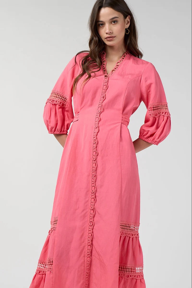 Shalini Midi Dress - Coral