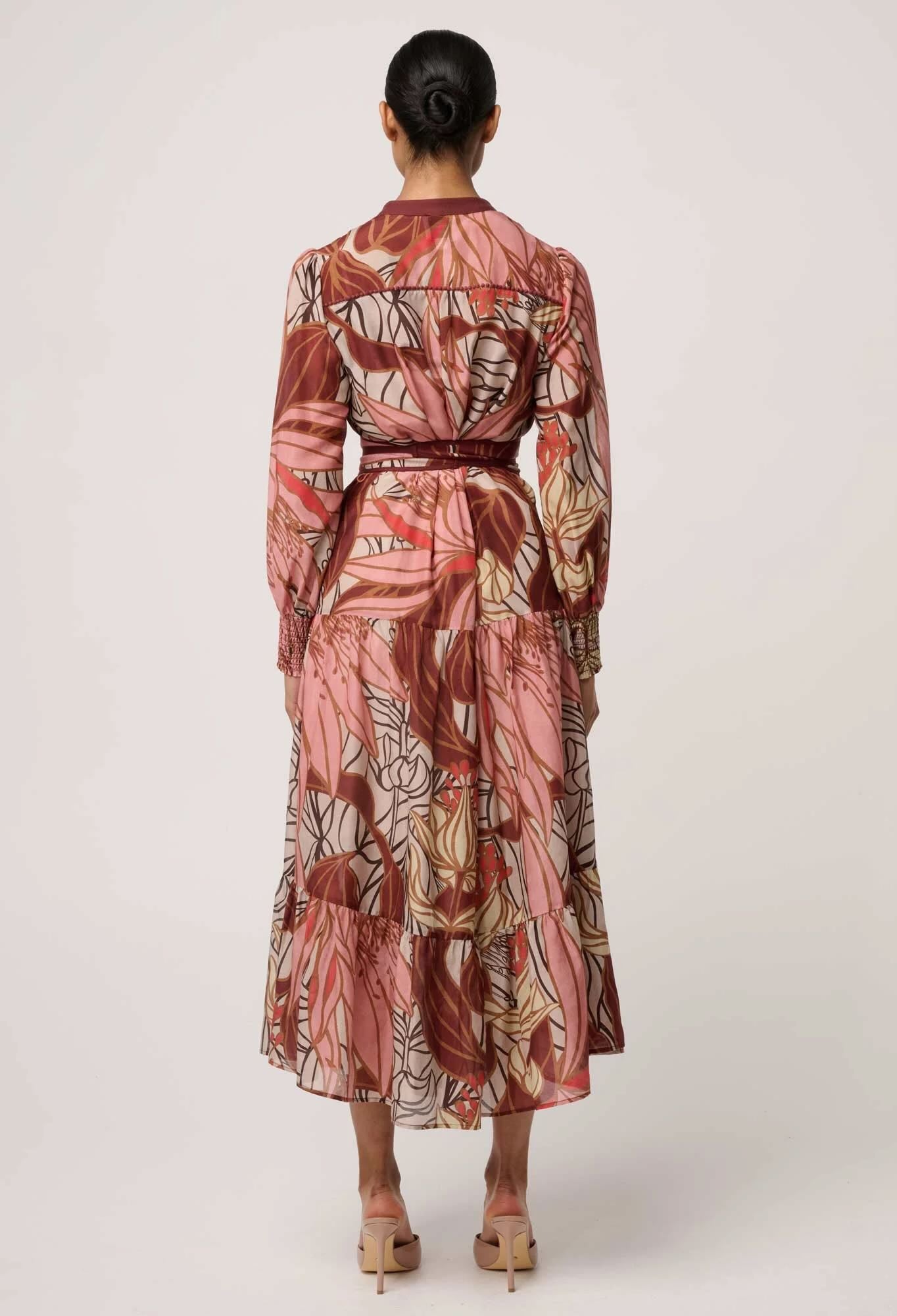 Liliana Cotton Silk Printed Maxi Dress in Cathedral Botanic