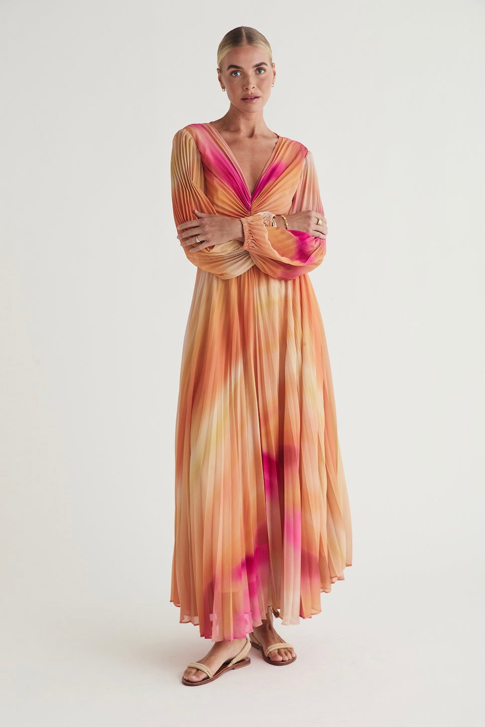 Zephyr Printed Long Sleeve Midi Dress