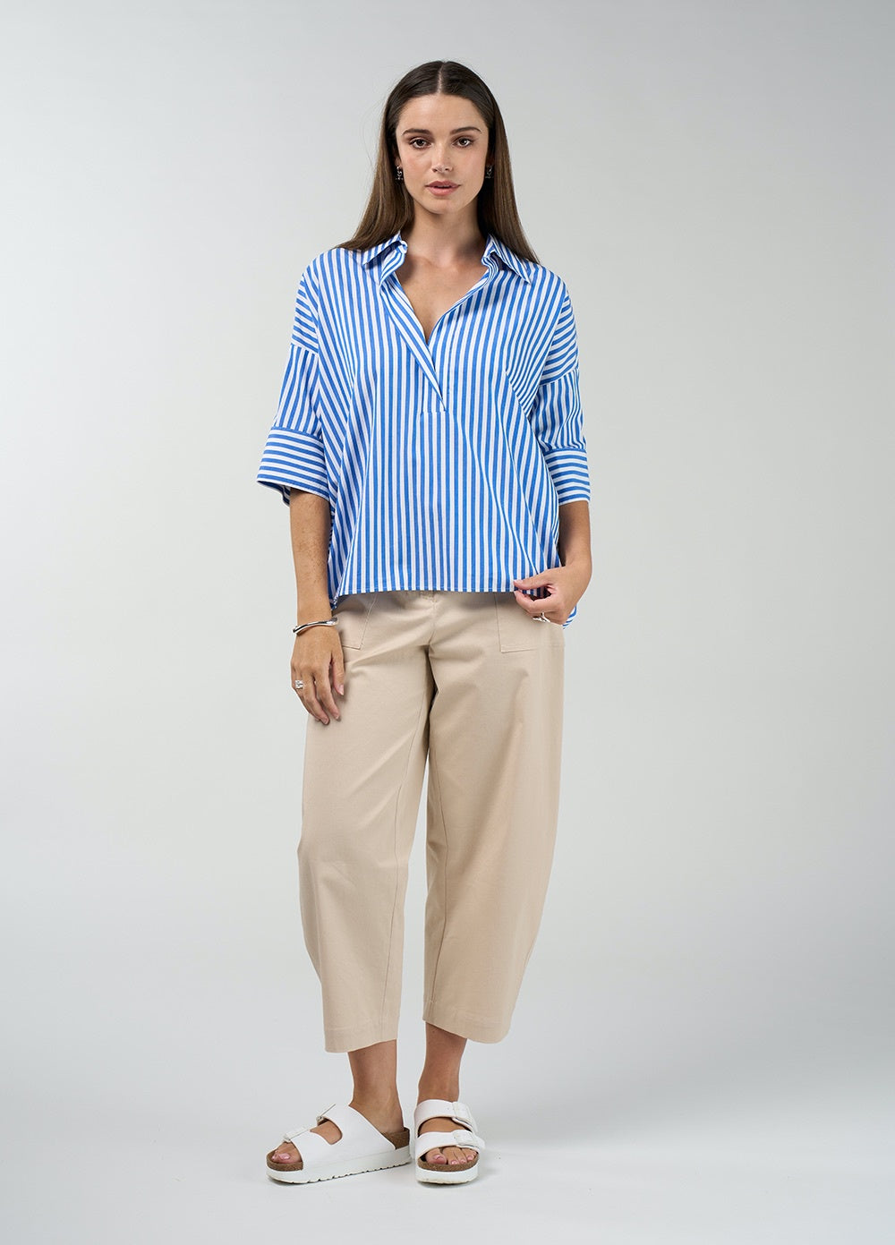 Connect Stripe Shirt - Cobalt