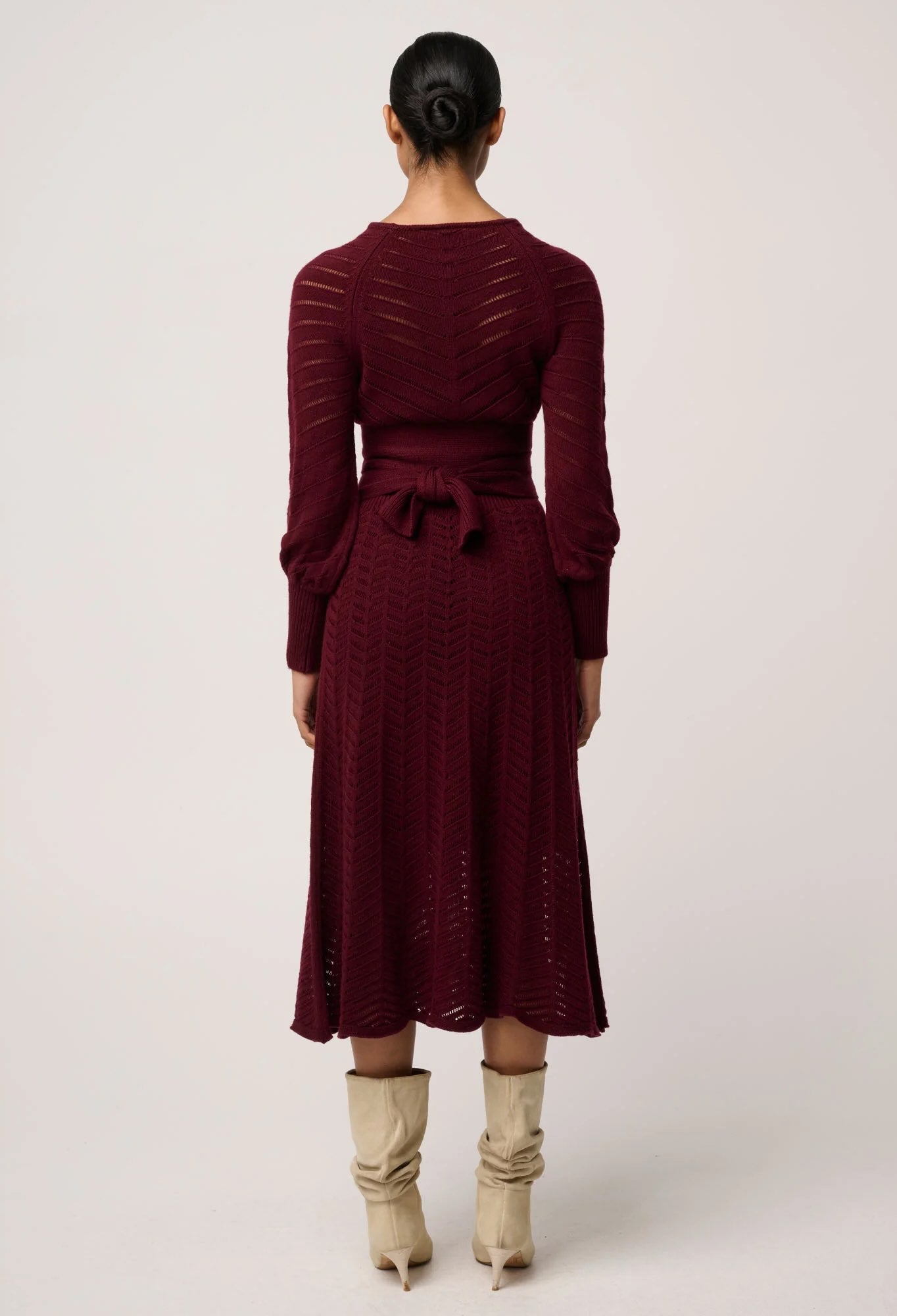 Mirelle Wool Blend Knit Dress in Bordeux