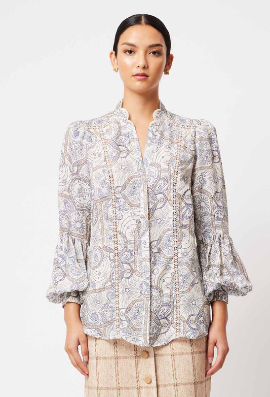 Once Was Vega Viscose Cupro Shirt in Astral Print