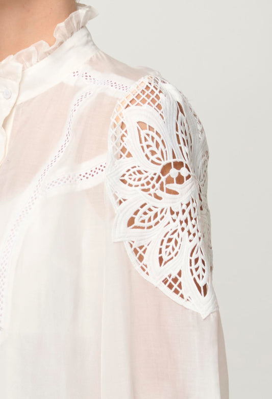 Sevilla Cotton Silk Shirt in Blanca