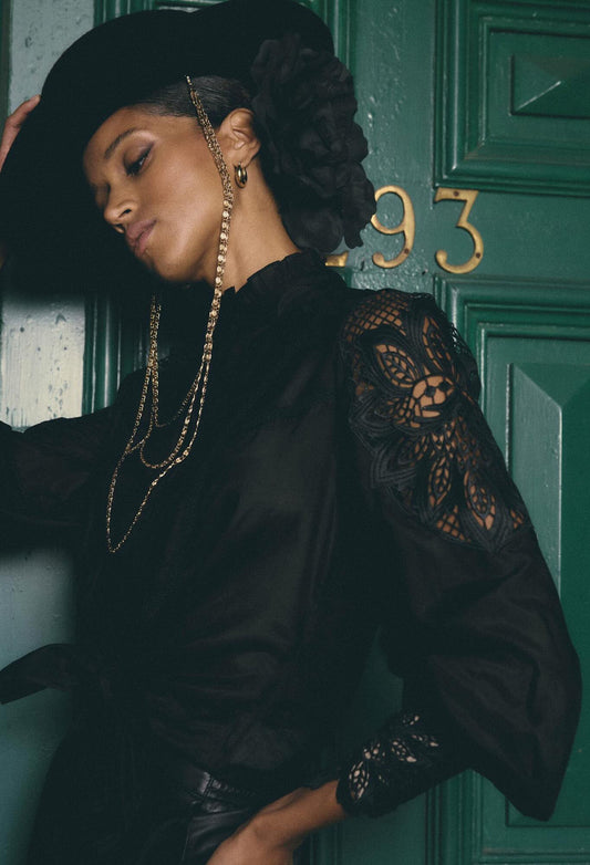 Sevilla Cotton Silk Shirt in Onyx