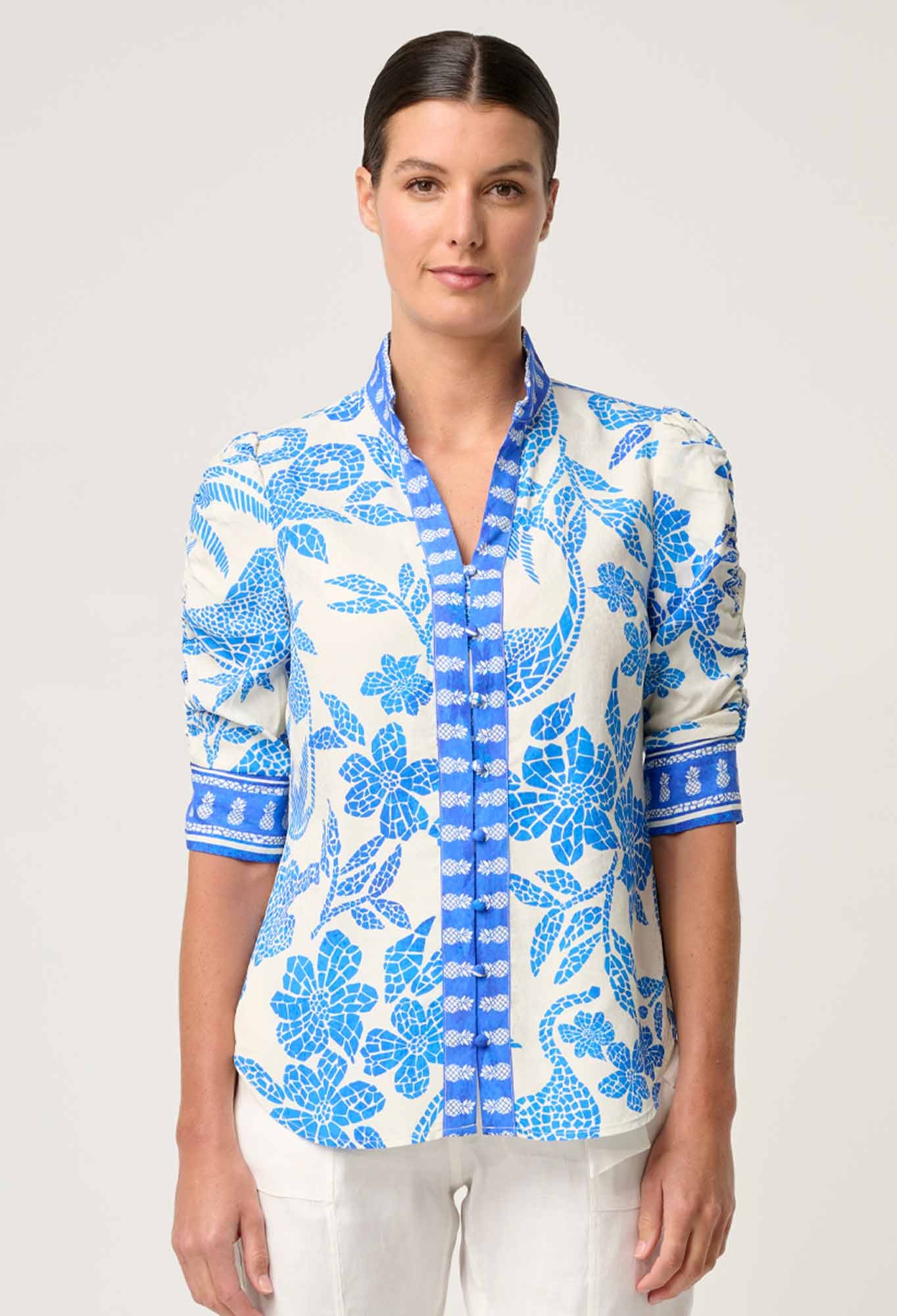 Calantha Viscose Rouched Sleeve Shirt