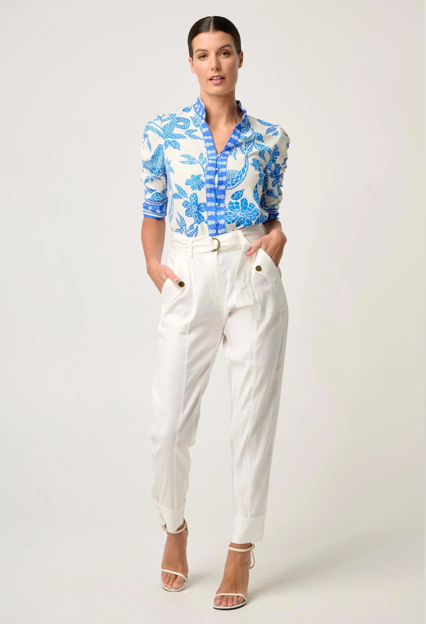 Calantha Viscose Rouched Sleeve Shirt