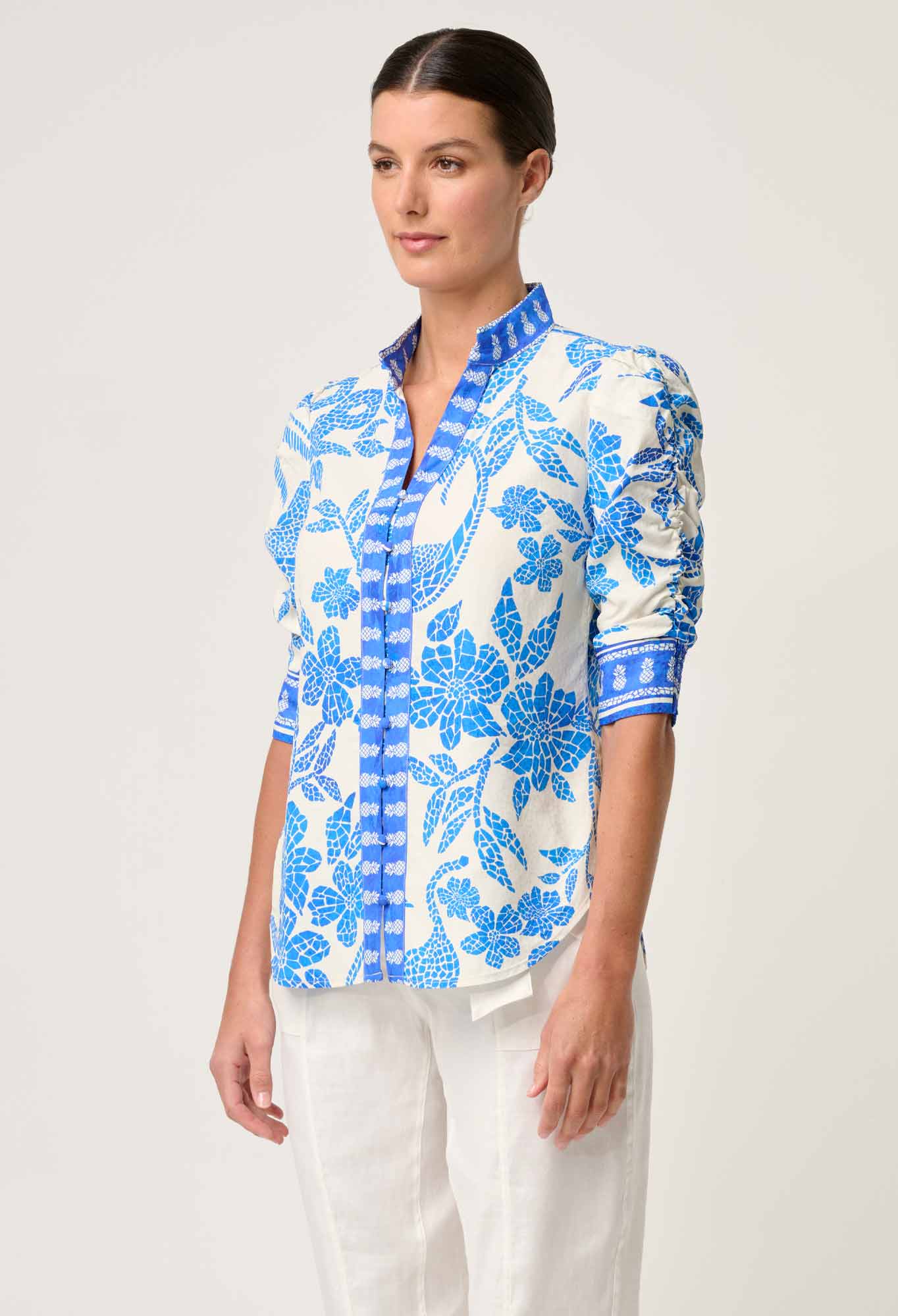 Calantha Viscose Rouched Sleeve Shirt