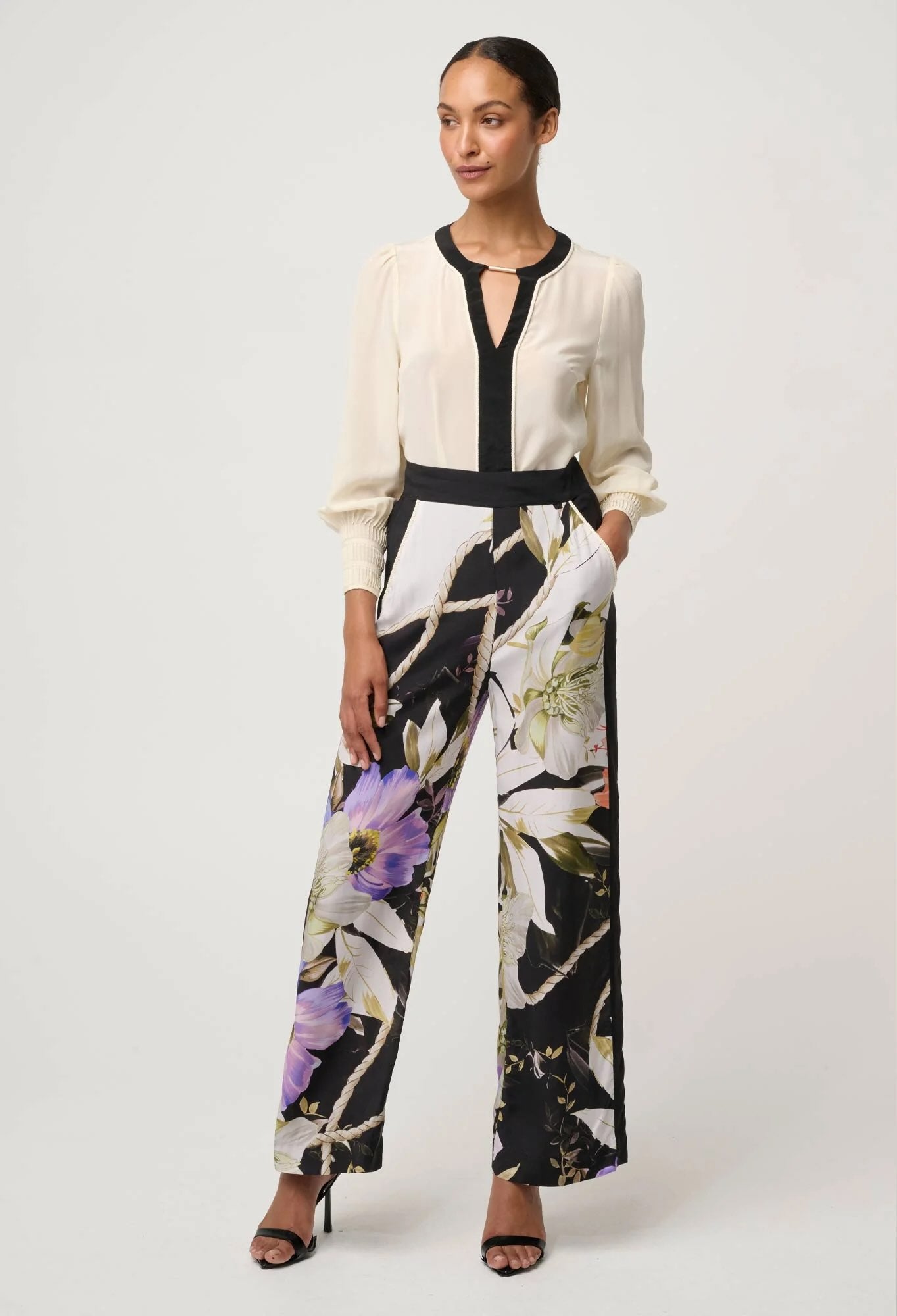 Iris Pleated Cuff Silk Blouse In Cloud