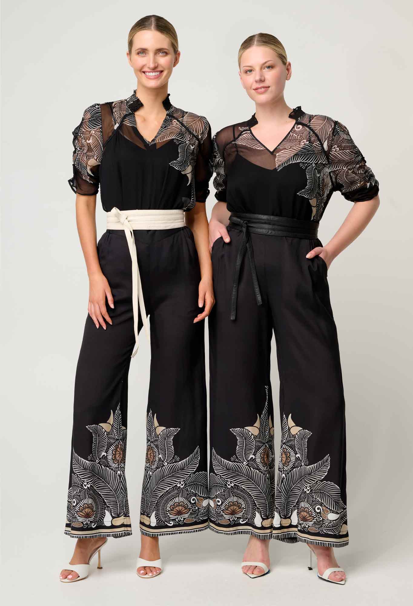 Willow Viscose Faille Contrast Panel Pant In Onyx Casablanca