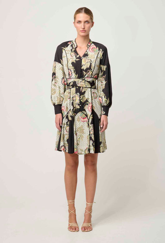Emersyn Linen Viscose Dress in Mariposa Nero