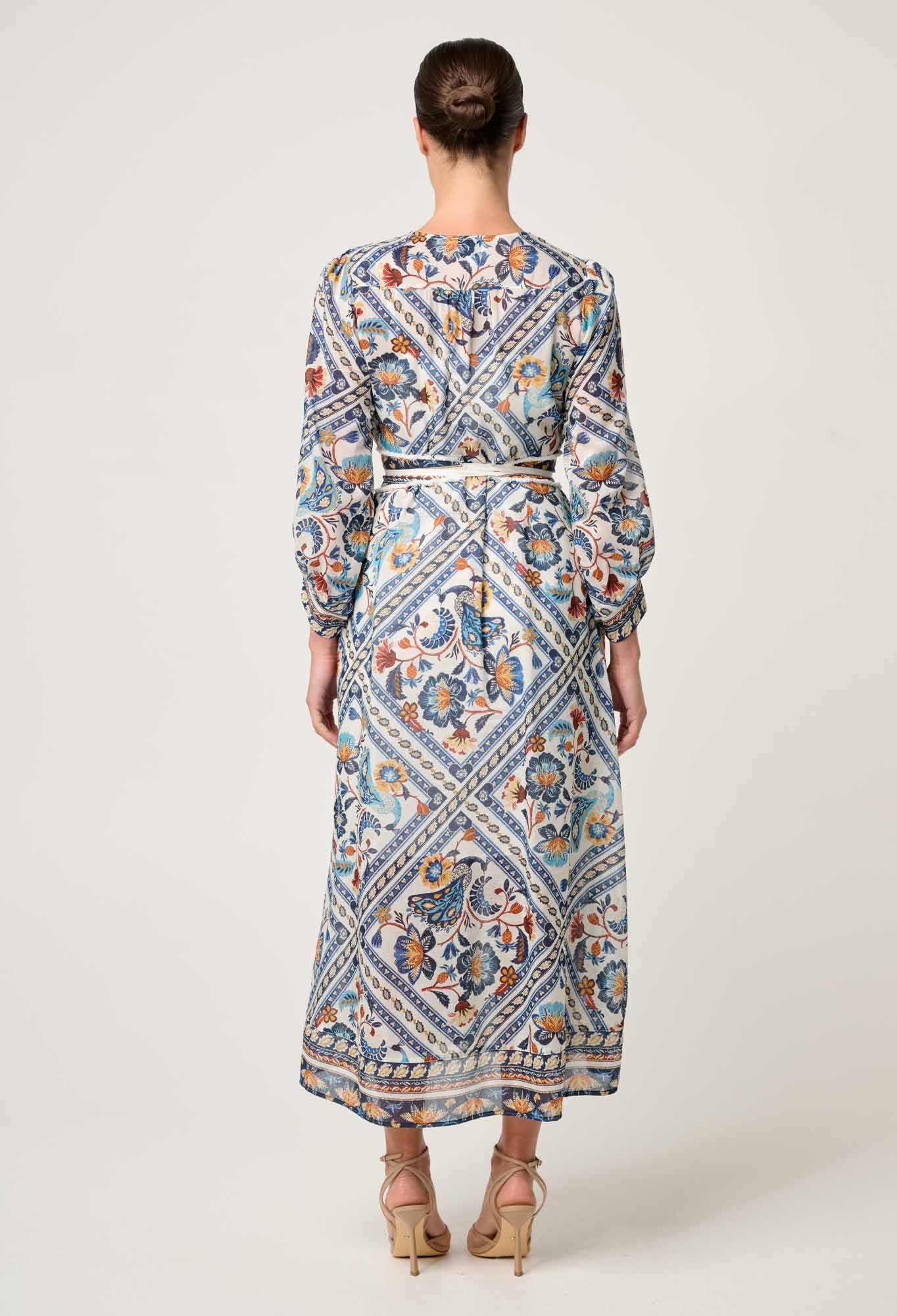 Alexis Silk Cotton Midi Dress in Petinos Floros
