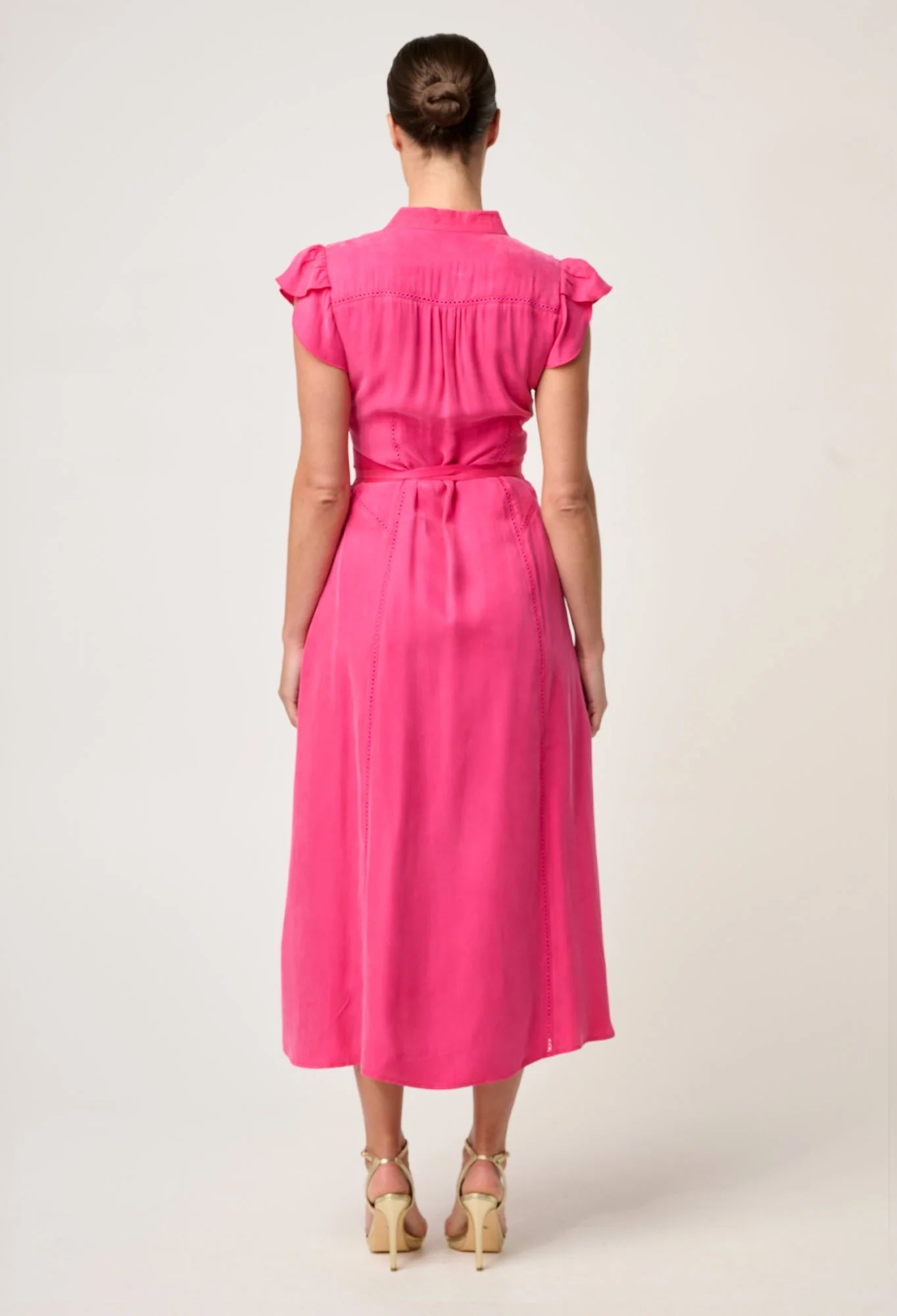 Athena Cupro Viscose Flutter Sleeve Dress